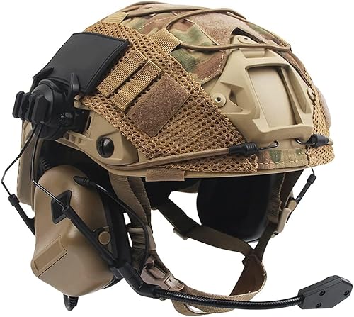 Juego de casco de Airsoft rápido con auriculares militares y cubierta de casco multicámara, equipo táctico ajustable al aire libre para cosplay,