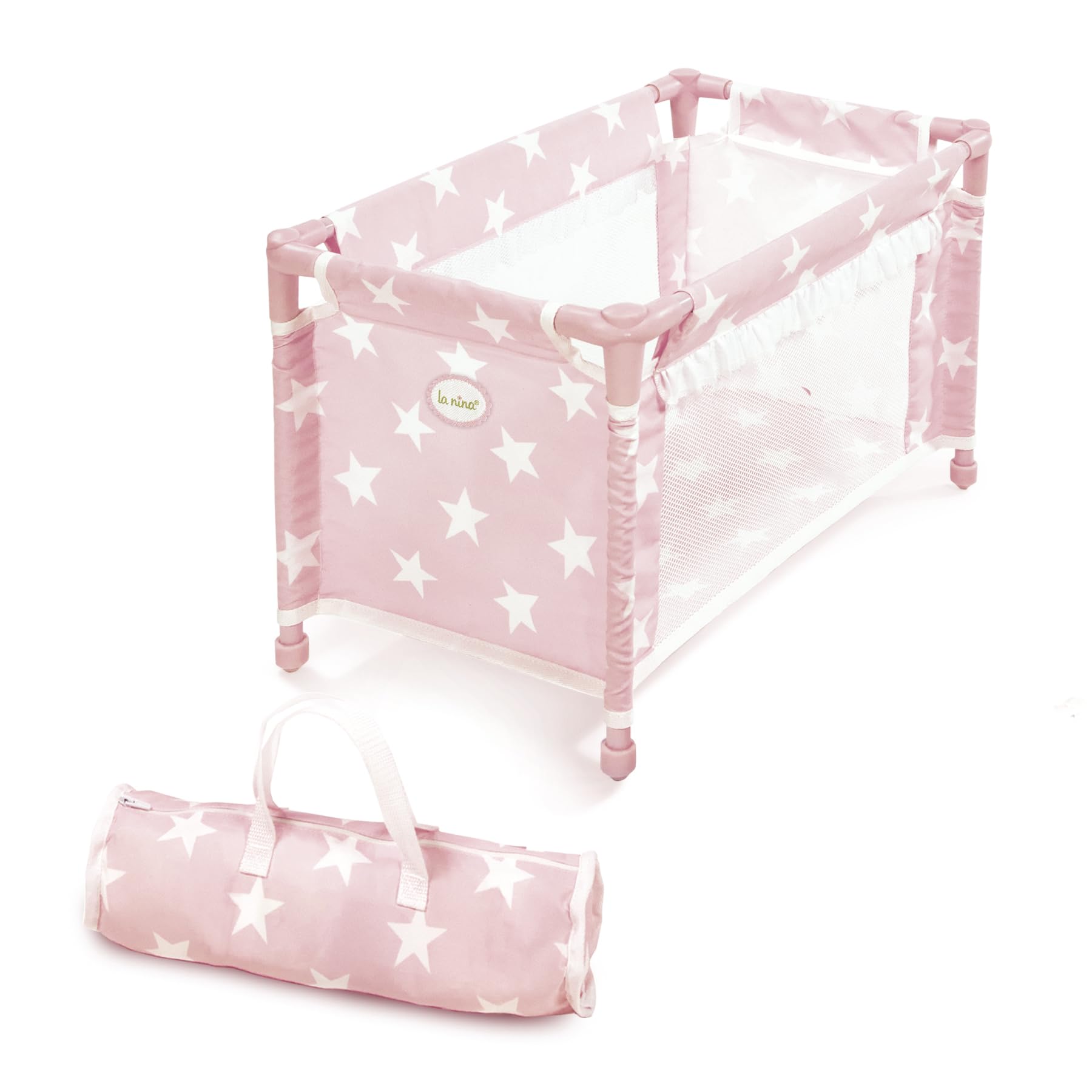 La Nina- Cama De Viaje Carlota (53X32X32 Cm) muñecas, Color rosa, 53 x 32 x 32 cm (Diset 60408)