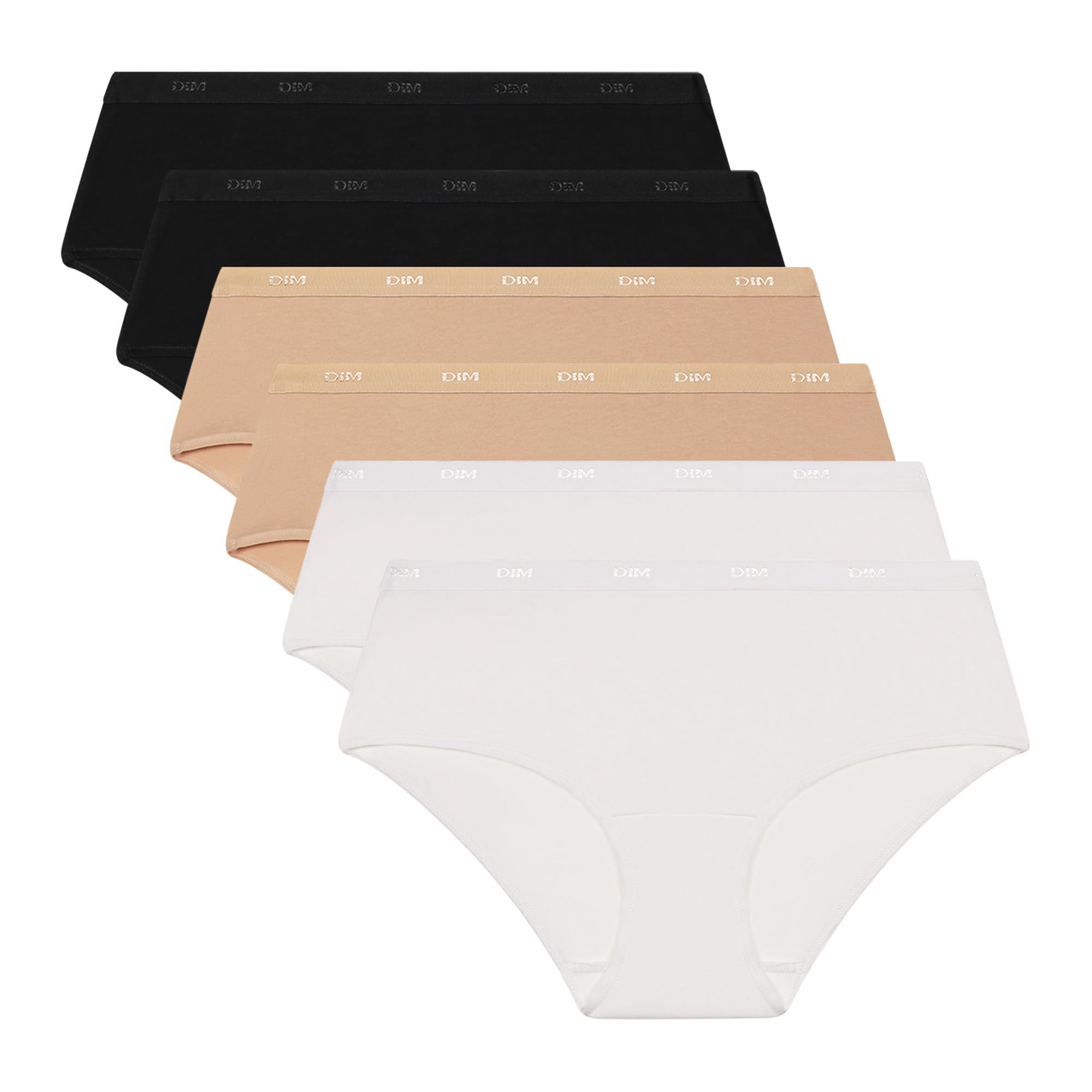 DIM Boxer Femme Lot de 6 | Les Pockets Ecodim Coton Confortable & Doux | Ceinture Invisible | Finitions Extra Plates | Multicolore