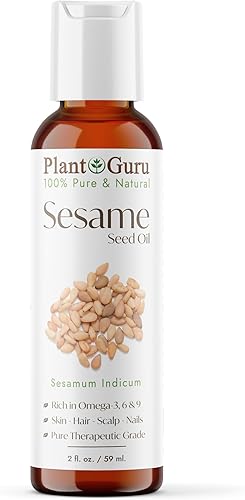 Aceite de semilla de sésamo 2 fl. oz. – Prensado en frío, 100% puro y natural portador para piel, cara, cuerpo, cabello y cocina. Ideal para cremas