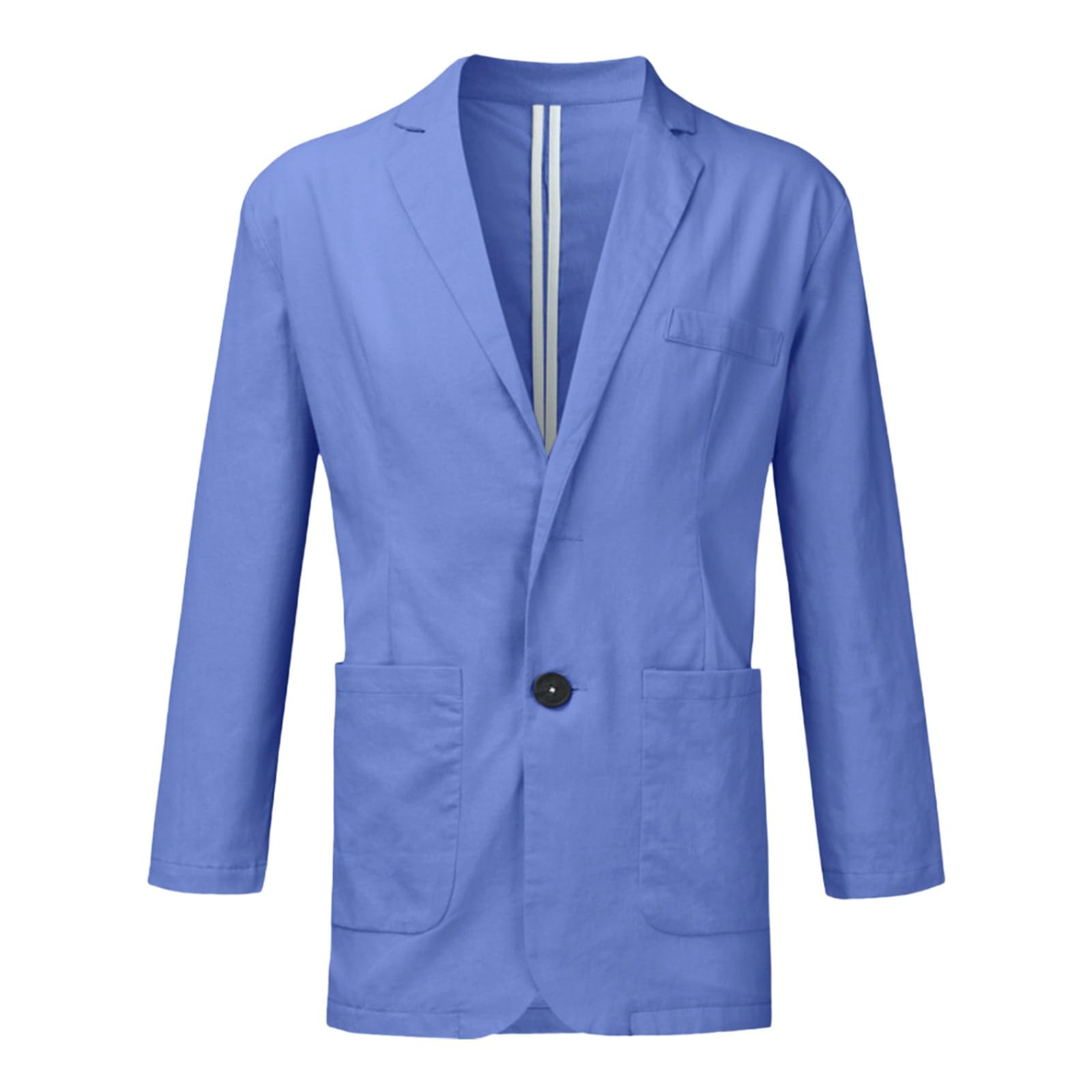 Giacca da uomo in velluto a coste, stile vintage, vestibilità regolare, elegante, con colletto alto, tinta unita, con bottone e tasche