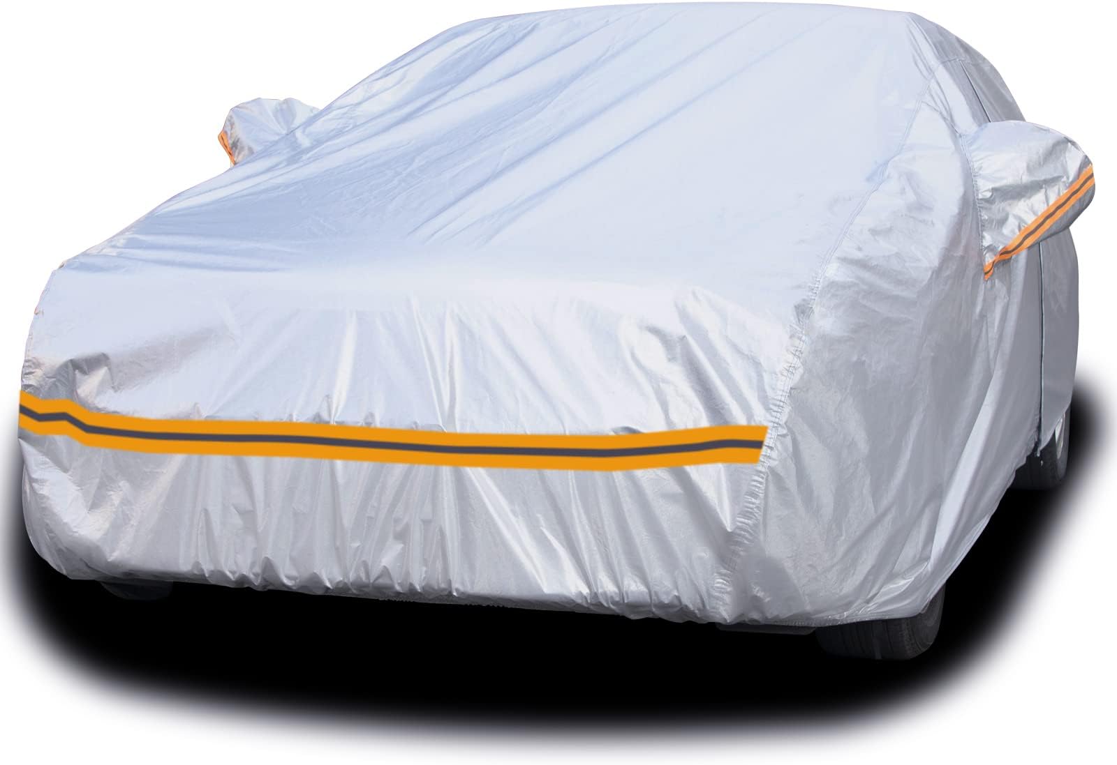 Autsop Car Cover Waterproof All Weather,6 Layers Outdoor Car Covers for Automobiles Full Cover Rain Sun Wind Hail Protection with Zipper Cotton,Universal Fit for Sedan A1(178-183 Inch)