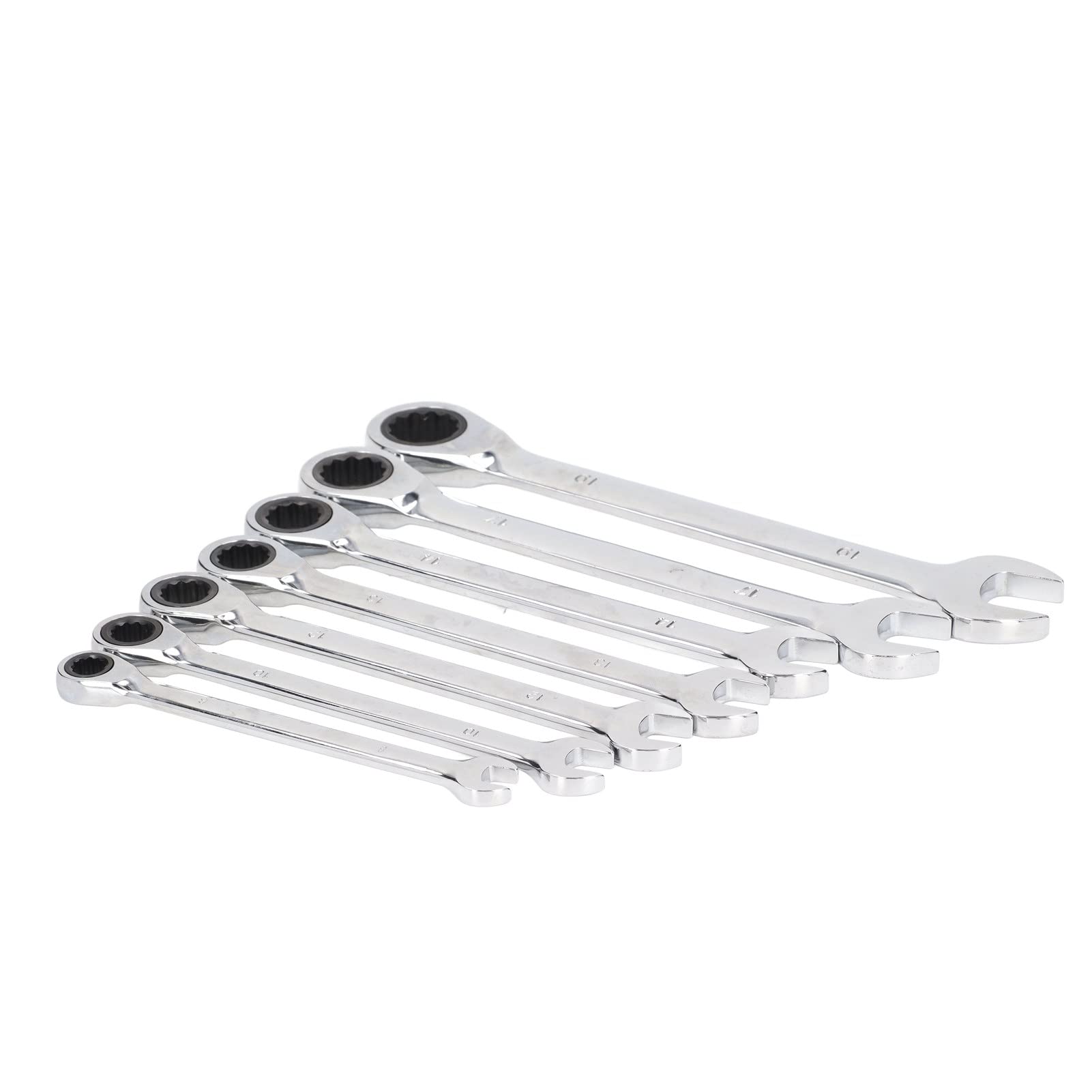 Jeu de 7 clés à cliquet à tête fixe, Kit de clés à cliquet combinées robustes et résistantes à l'usure, polies fines, pour les professionnels de la réparation automobile et de