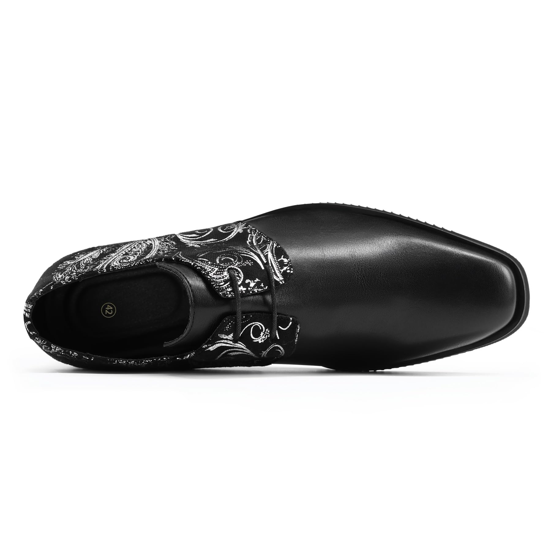 YFFUSHI Scarpe Uomo Formali Punta Affusolata Jacquard Pelle Lucida Derbys Affari Lacci Brogues Traspiranti