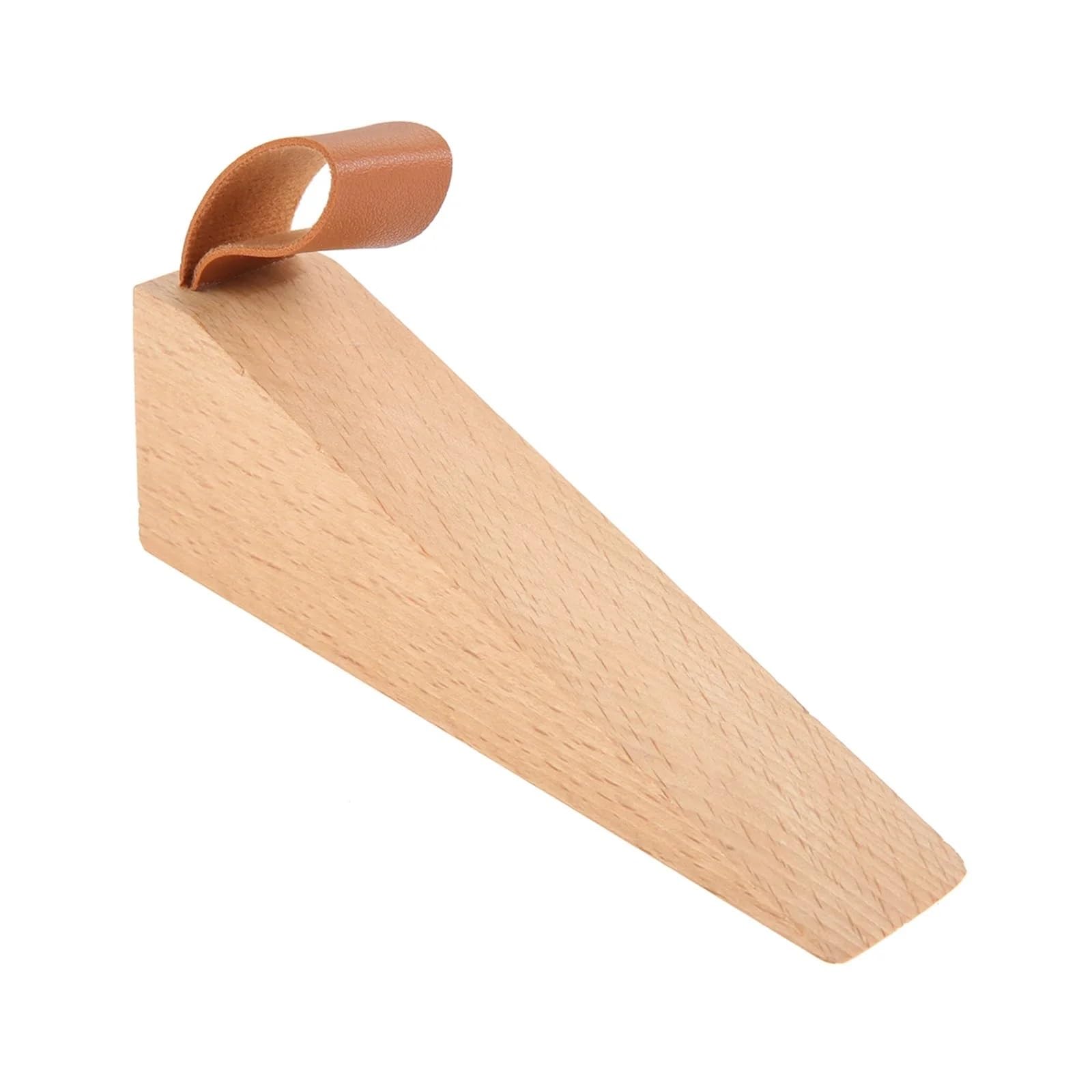 Tope de puerta madera maciza 3 piezas, tope antideslizante, protección cuero, cuña cuerda, anticolisión, decoración creativa for haya/nogal negro(Large Beech)