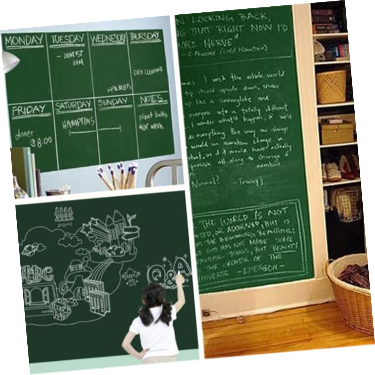 OSALADI DIY Thickened Chalkboard Wall Sticker Chalkboard Decal for Home Decor Removable and Reusable Blackboard Surface for Easy Writing and