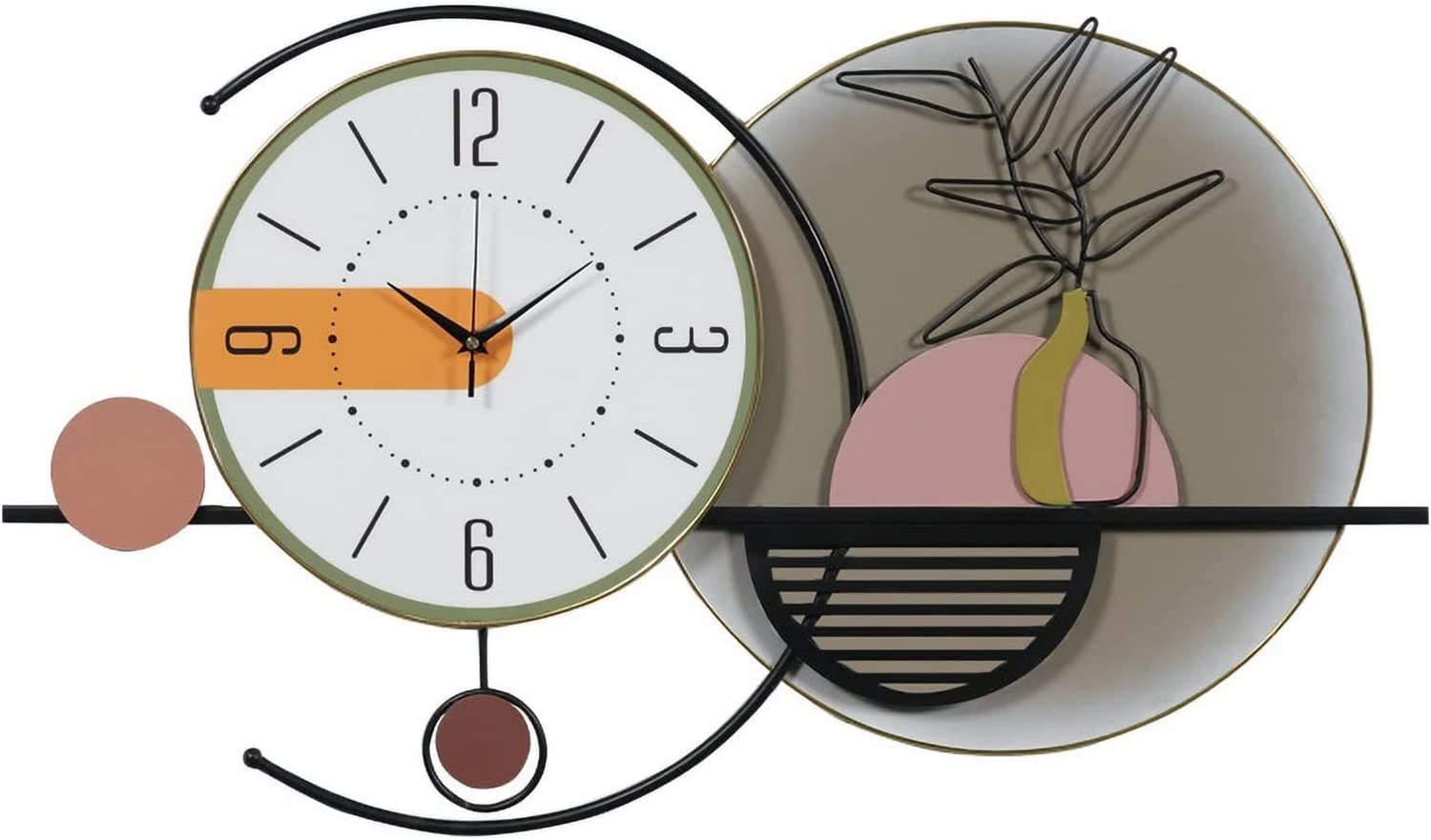 SaryEdge Metal Wall Decor Modern Art Wall Hanging Wall Clock, Light Quality Silent & Non Ticking Personalisation Creative Metal Large Wall Clocks Décor for Living Room Bedroom Off,