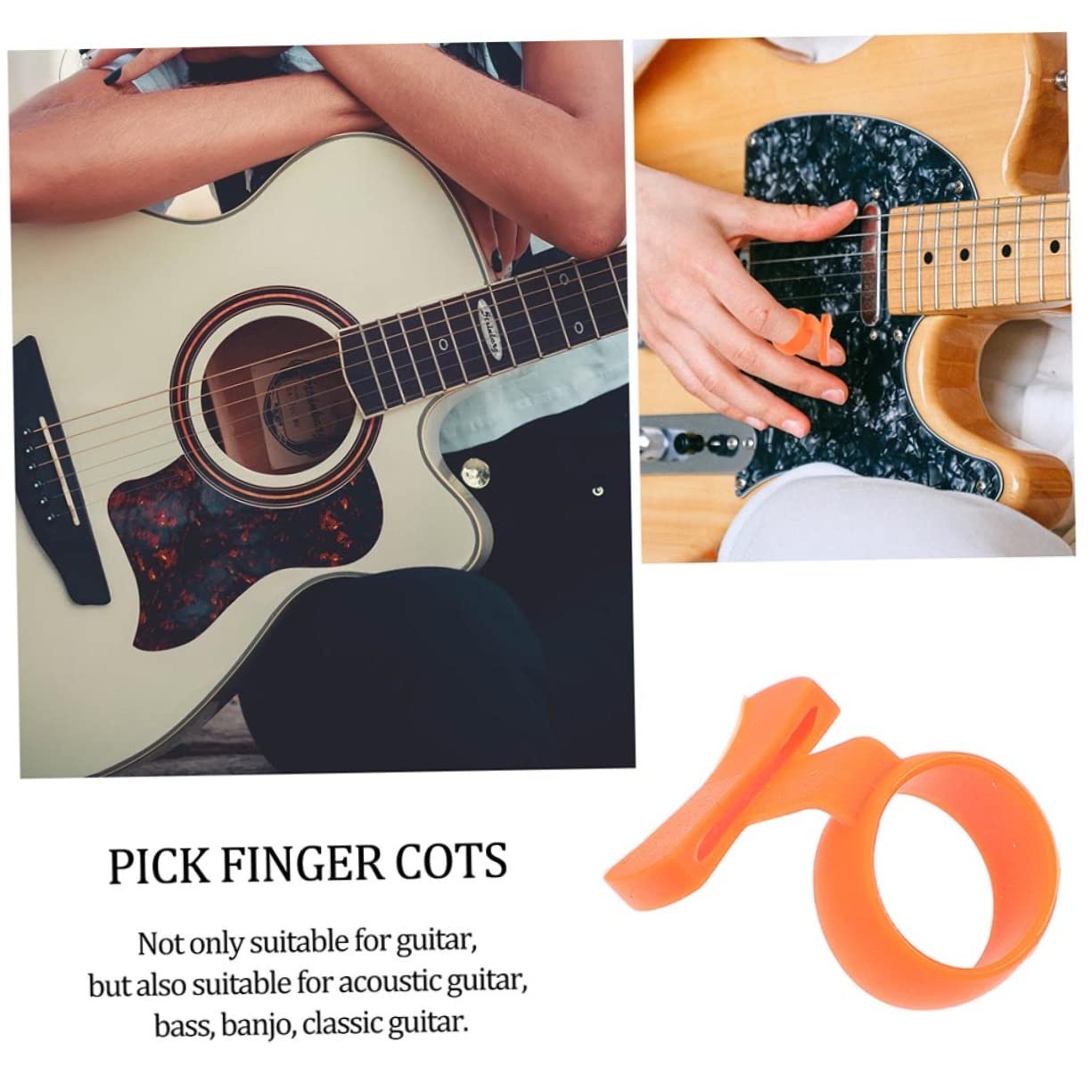 6stücke Tragbarer Gitarren-pick- Mit Rutschfester Fingerauflage Für Anfänger Zur Praktischen Aufbewahrung Von Plektren Gitarre Akustikgitarre Und Ukulele