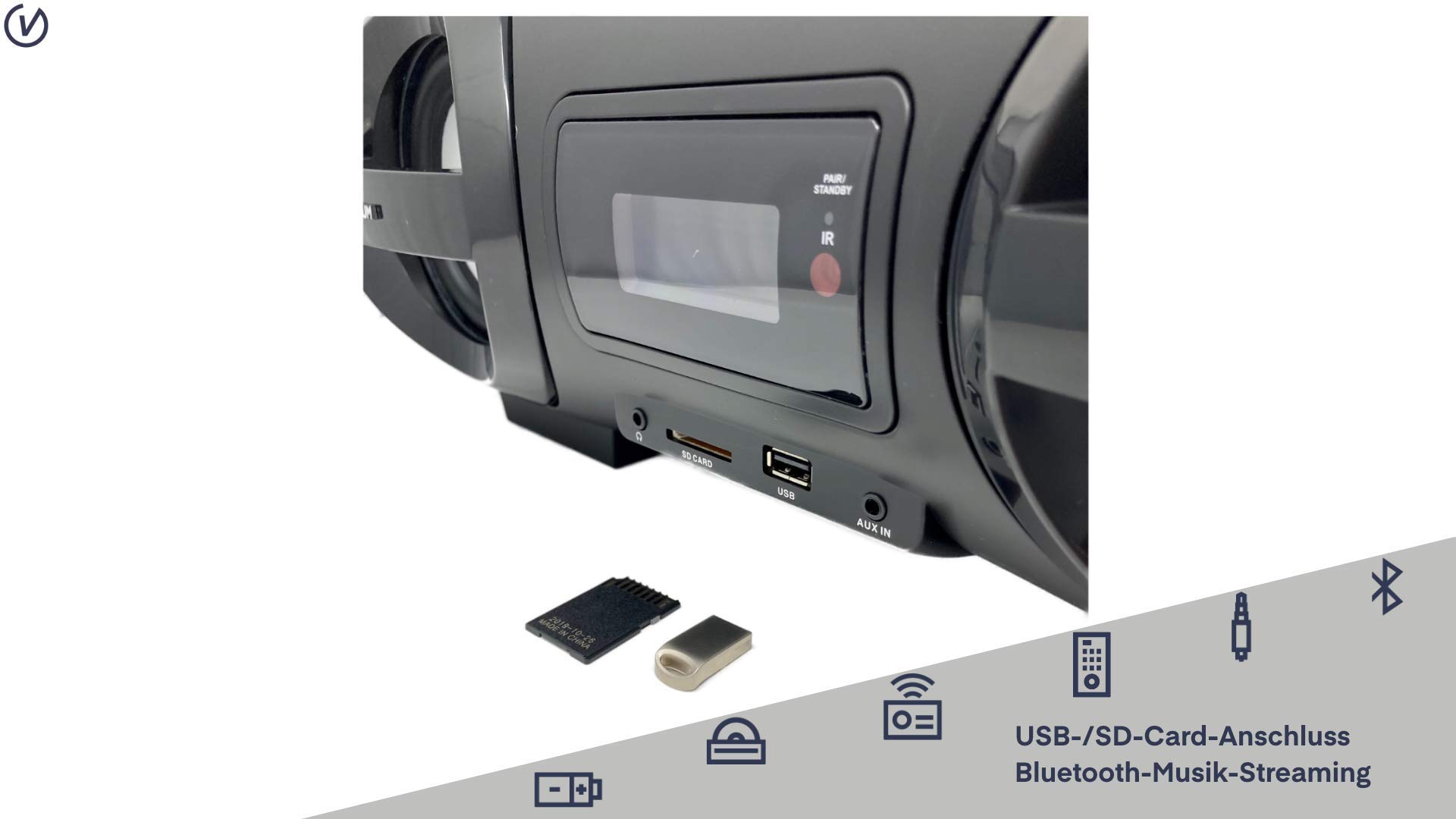 CD-Player Boombox Ghettoblaster mit Radio, CD, MP3, Bluetooth, USB, AUX UNIVERSUM BB 500-20