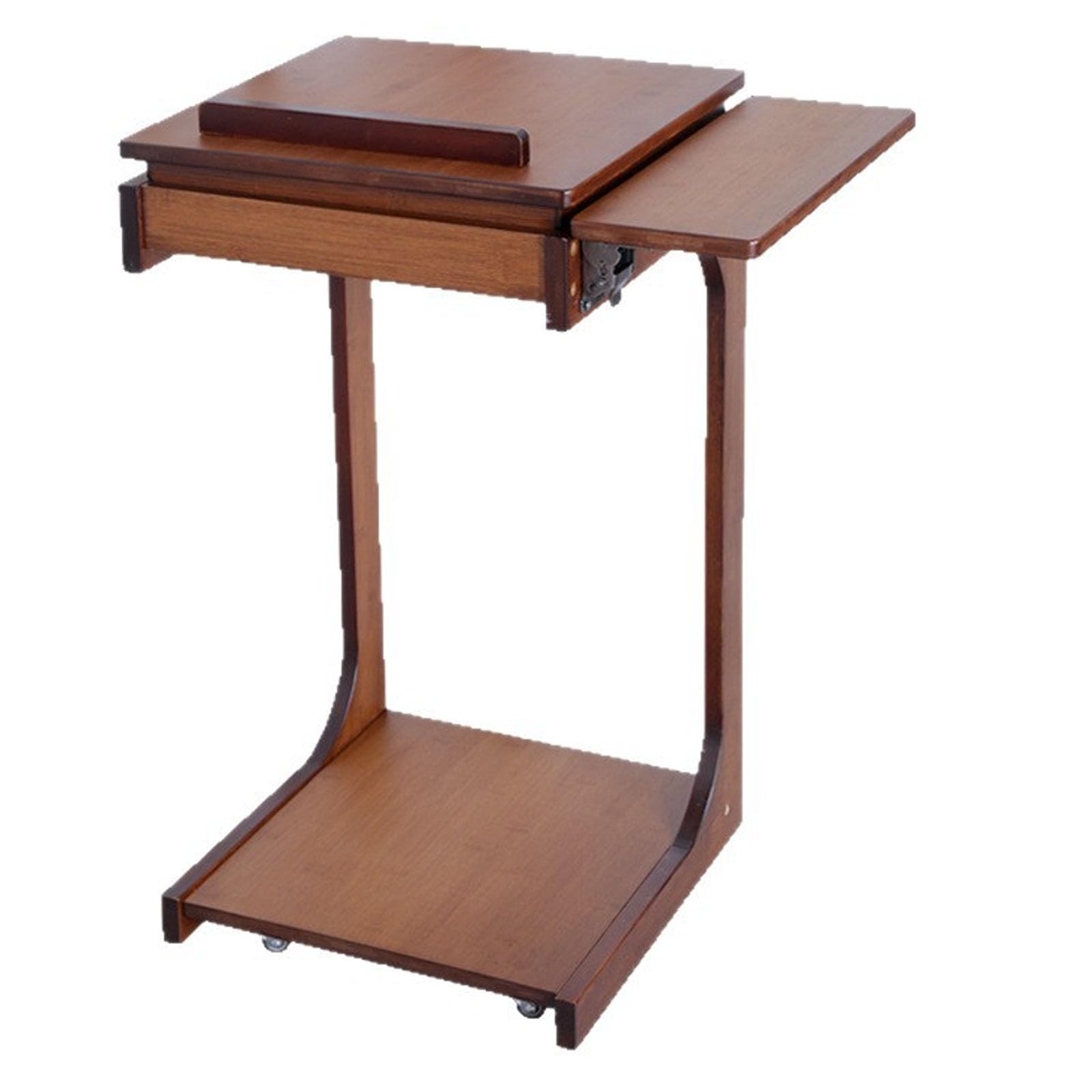 SXZenSpace C Table with Wheels And Adjustable Desktop,Couch Side for Laptop,Modern Wood End Tables,Slide under Couch Tables Living Room,Bedroom,Desk