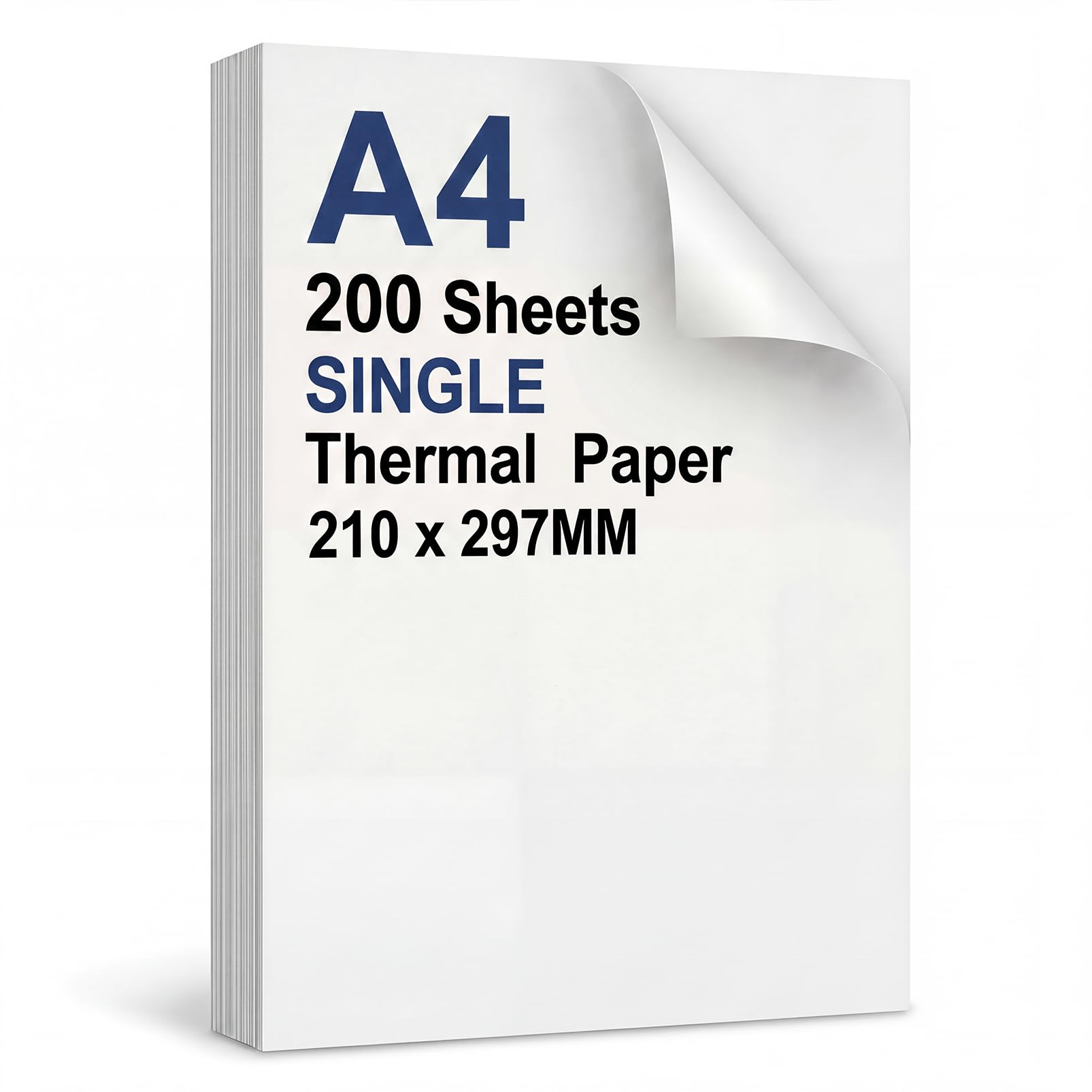 200 Hojas Papel Térmico A4 Cortado, NO Plegado, Compatible con la Mayoría de las Impresoras Térmicas A4, Papel Secado Rápido para Documentos, Páginas Web, Fotos (Hojas Individuales)
