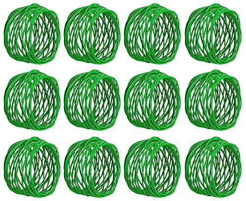 Image of SKAVIJ Handmade Twisted Wire Mesh Napkin Rings Holders Decor Dinner Party Wedding Thanksgiving Christmas Gathering (Green 12pcs)