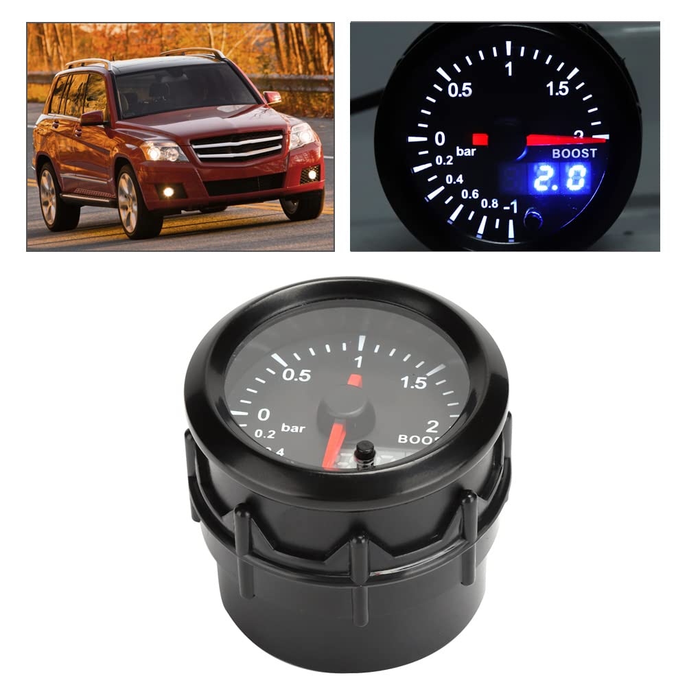 Qiilu 2-in-Turbo-Ladedruckanzeige-Kit 2 Bar DC12V Buntes Display Auto-Turbo-Druckladeanzeige-Messgerät-Set Universal-Auto-modifizierte Teile
