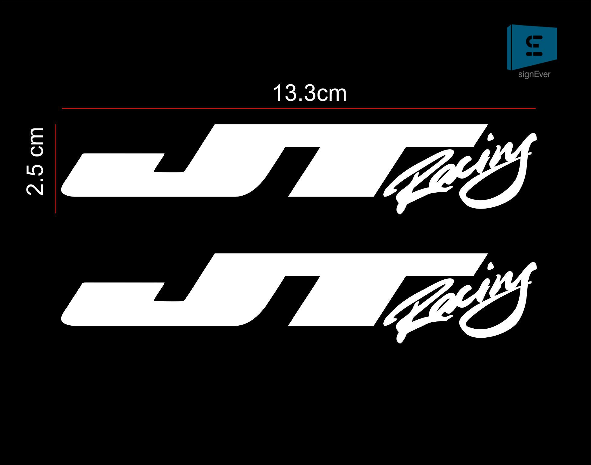 SIGN EVER JT Racing USA Customized Logo Reflective White Sticker for Helmet Bike Tank Car Decals 13.3 x 2.5 cm (Pack of 2)