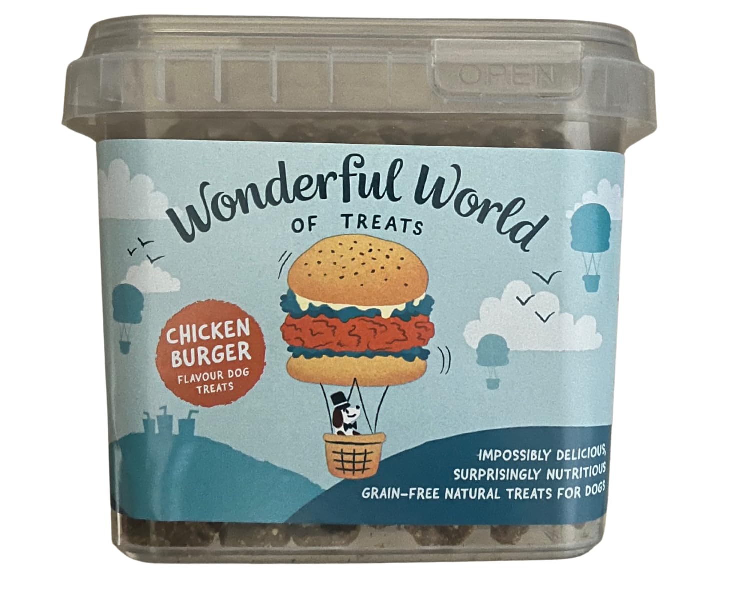Wonderful World of Treats Natural Dog Treats, 500g Tub (Chicken Burger)