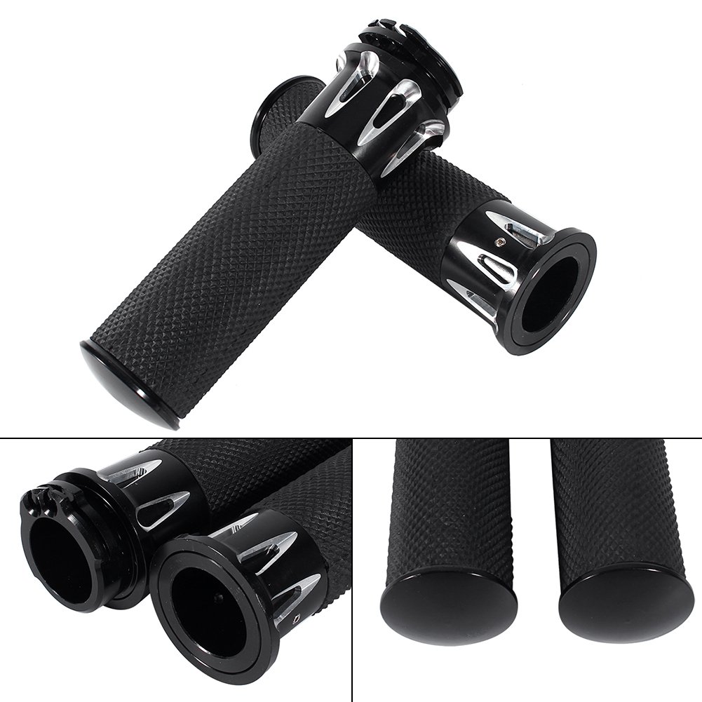 1 paio manopole moto manubrio CNC, 1 "25mm nero manubrio moto manopole