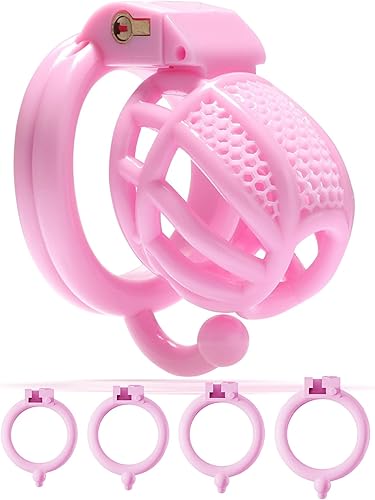 Jaula de castidad jaula de aireación masculina para pene, dispositivos de castidad de panal para hombres, jaula para pene con 4 anillos de pene