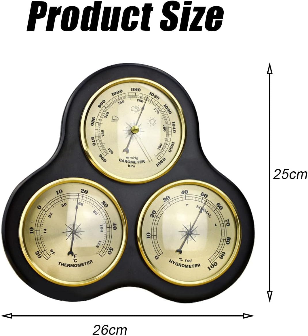 JINYISI Barometer, Barometers for The Home, Outdoor Barometer Thermometer, Three-in-one Barometer, Dial Barometer, Portable Multifunctional Thermometer