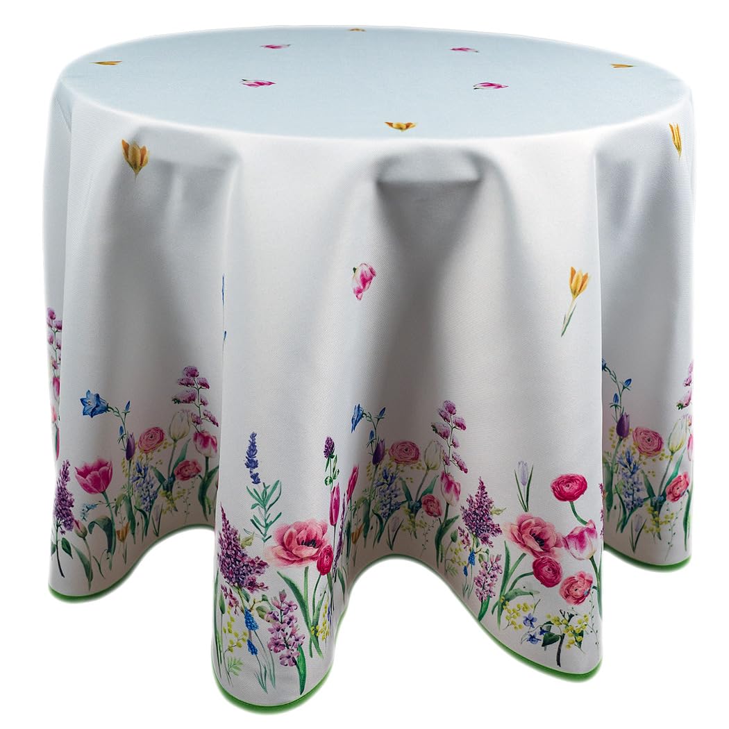 Nappe ronde 150 cm prairie printanière protège votre table avec élégance en été