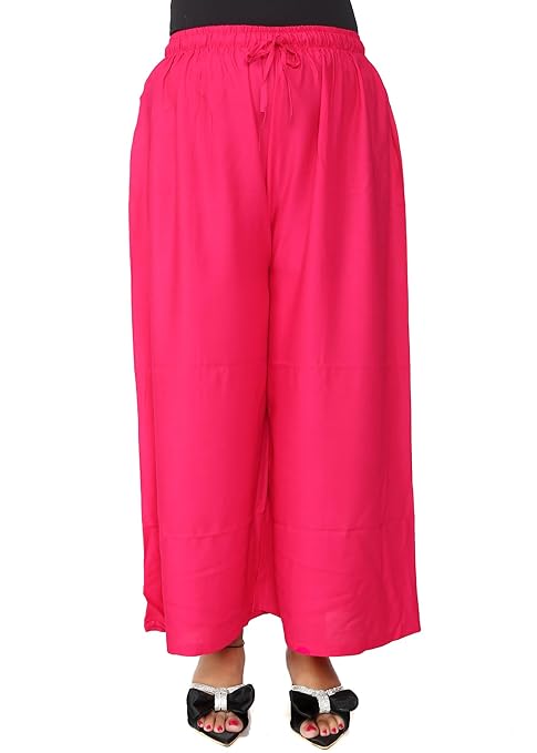 ARFHA Women Straight Ethnic Plus Size Rani (Pink) Palazo