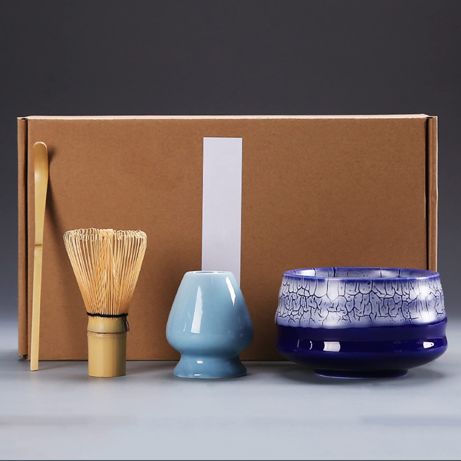 Matcha-Schneebesen-Set – 4-teilig, Bambus-Schneebesen Chasen, Bambusschaufel, Matcha-Schüssel und Schneebesenhalter, perfektes Set für die Zubereitung von Matcha-Tee