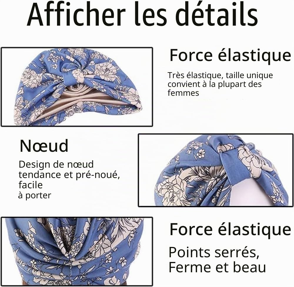 Foulard de chimio pour femme avec perte de cheveux - Bonnet de chimiothérapie - Turban