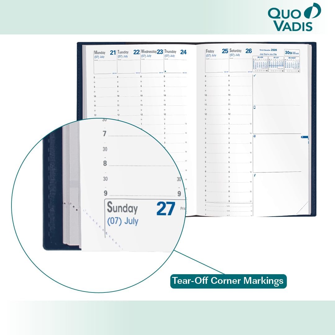 Quo Vadis 2026 Minister - Weekly/Monthly Planner - 12 Months, Jan. to Dec. - 6 1/4 x 9 3/8" - Grained Faux Leather Club Bronze Cover- Time Management Appointment Organizer