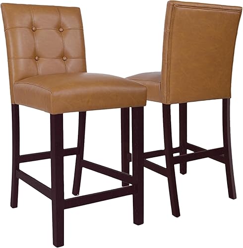 Miniatura 54 de Homepop Decoración del hogar | Taburetes de bar clásicos de altura de mostrador | Taburetes de bar de piel sintética de 24 pulgadas | Muebles