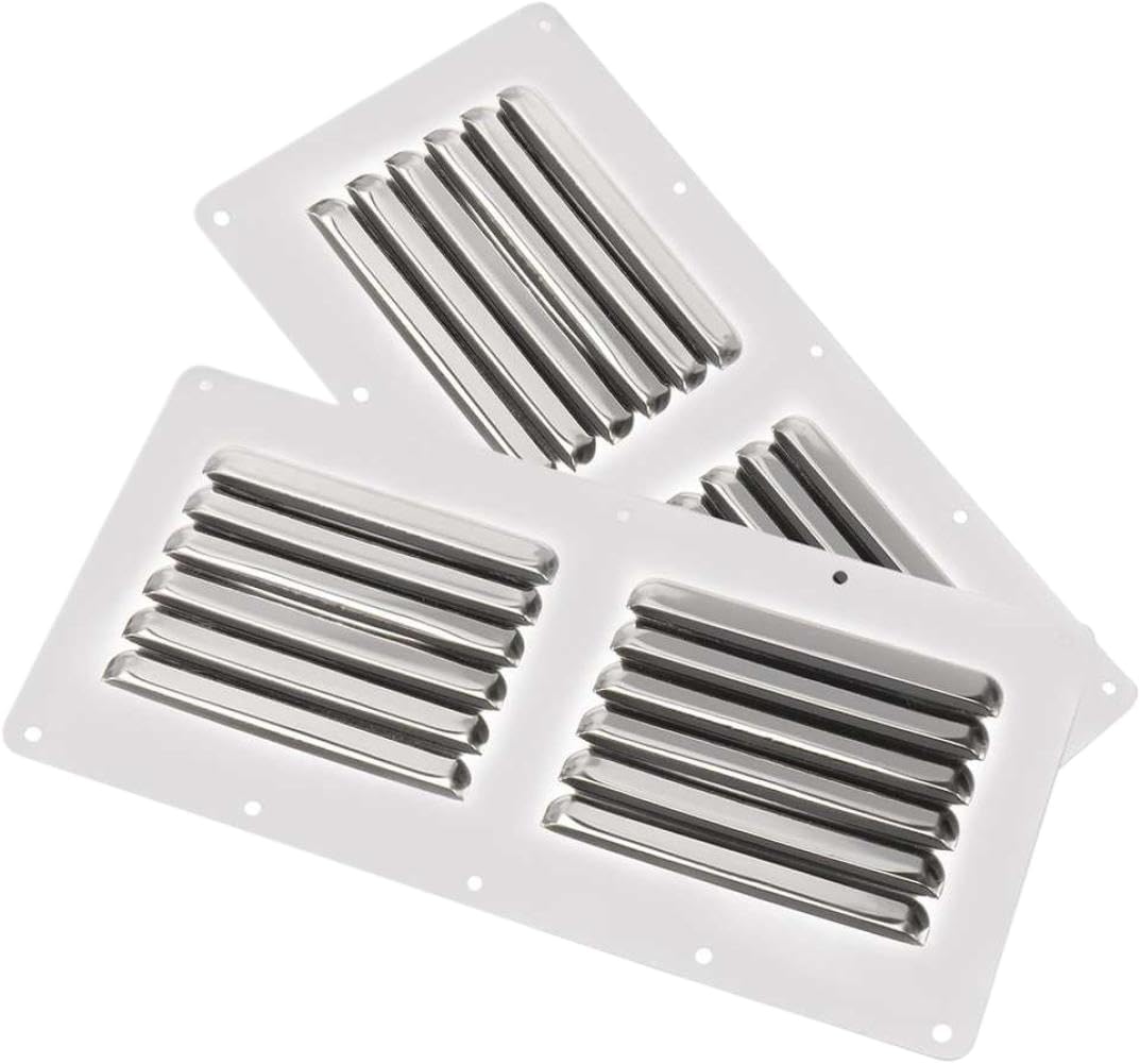 MUSM Marine Stainless Steel Stamped Louvered Vent Rectangular Air Grill Cover Ventilation Louver