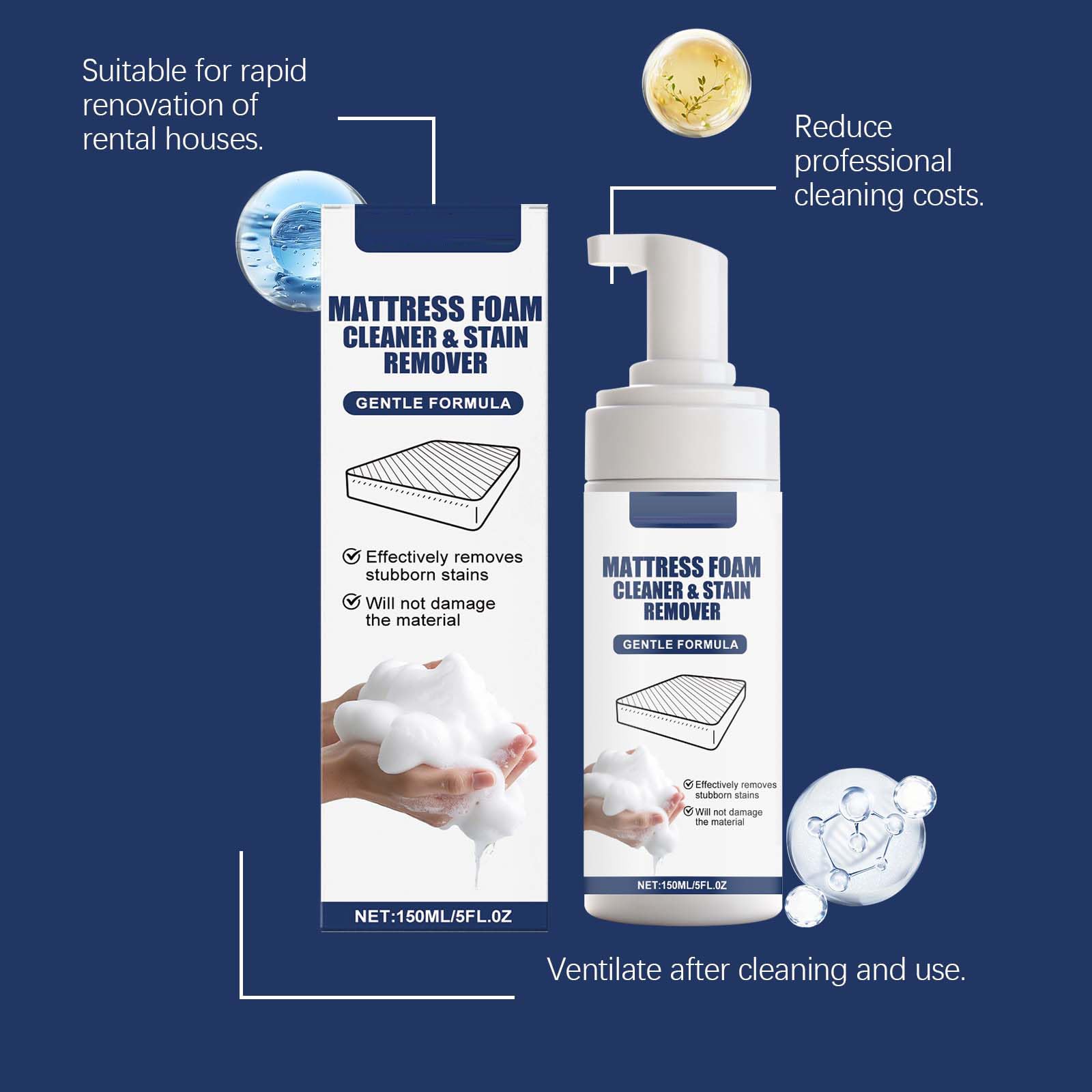 No-Rinse Matratzenschaumreiniger & Fleckenentferner (2PCS)