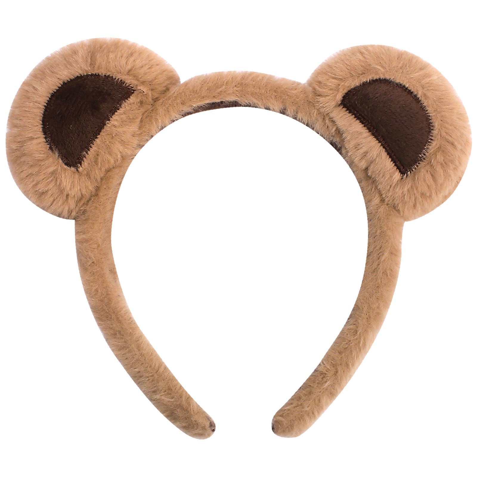 WEIKANG Bear Ears, Plush Brown Bear Ears Headband, Cute Chipmunk Mouse Ear, Soft Animal Ear Hairband, Cosplay Costume Party Accessory, Washable Makeup Spa Head Wrap for Adults Teens