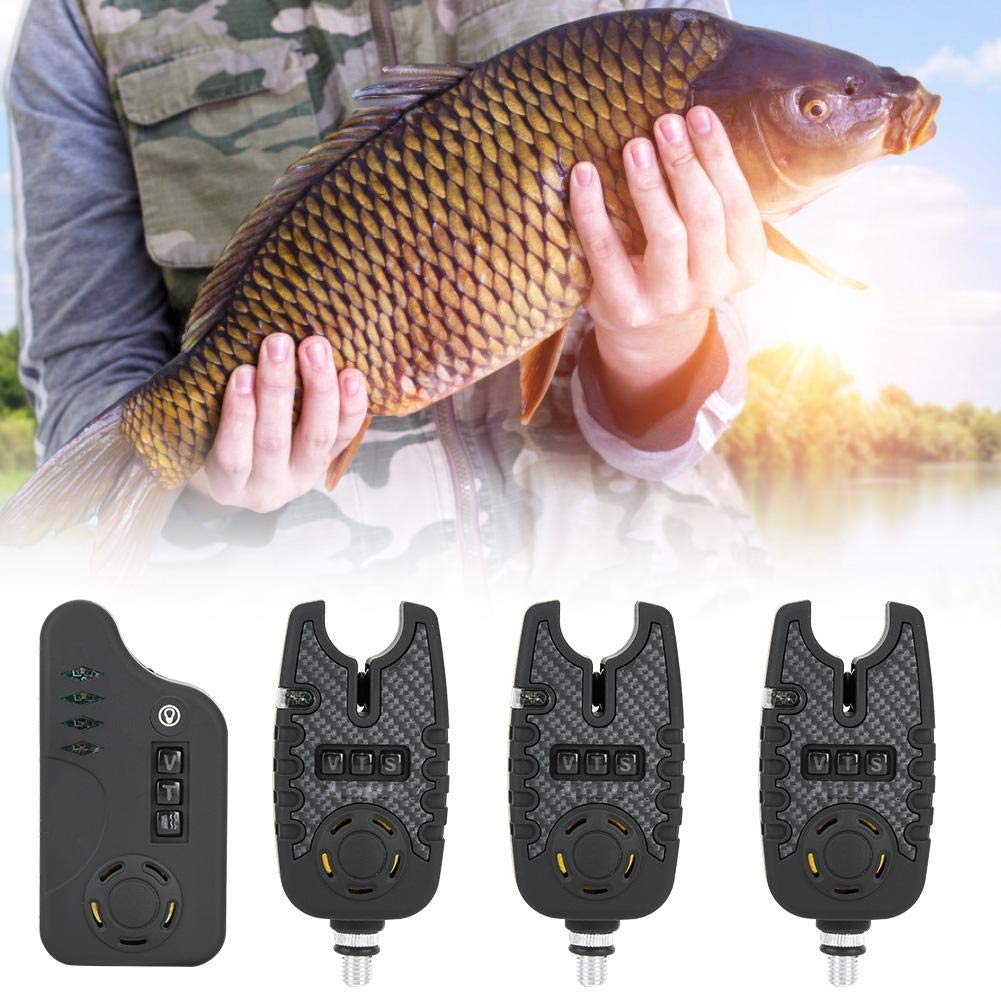 Juego de Indicadores de Pesca, Alarma de Alarma de ca?a de Pescar de Carpa Impermeable al Aire Alarma de luz de Sonido con 3 Lanzador 1 Receptor