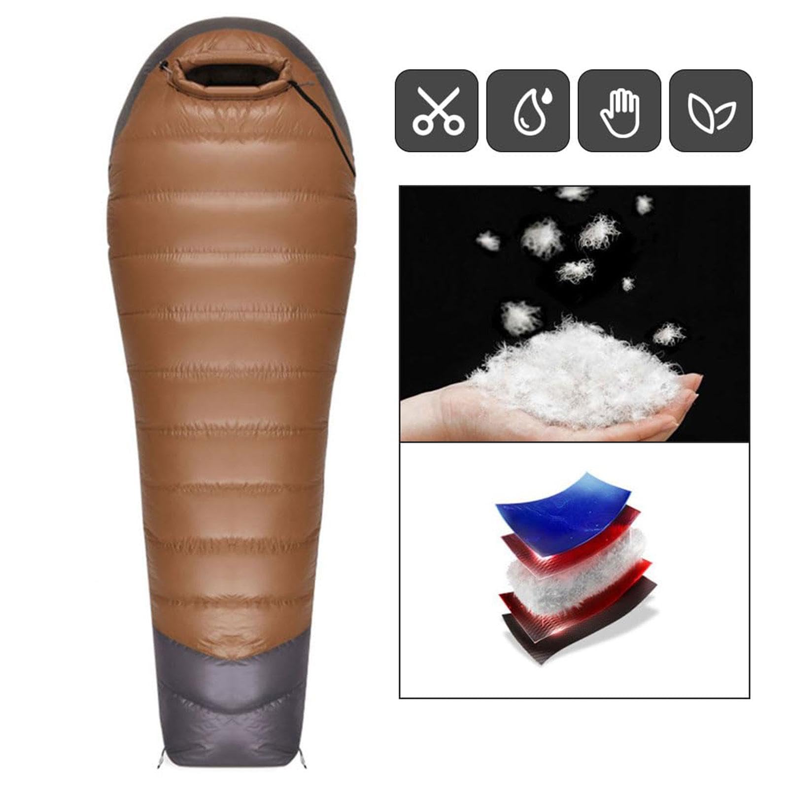Saco de dormir de plumón – Saco de dormir ligero, saco de dormir de invierno para adultos | Saco de dormir compacto momia aislado saco de dormir para camping de senderismo, ver descripción