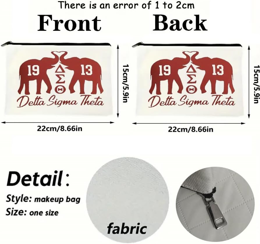 Makeup Bag with Delta Sorority Elephant Printed,Portable Makeup Organizer, Gift For Cosmetic Bag,Lightweight Storage Bag,Casual Cosmetic Pouch with Zippered Pocket,Travel Accessory for Women - Image 3