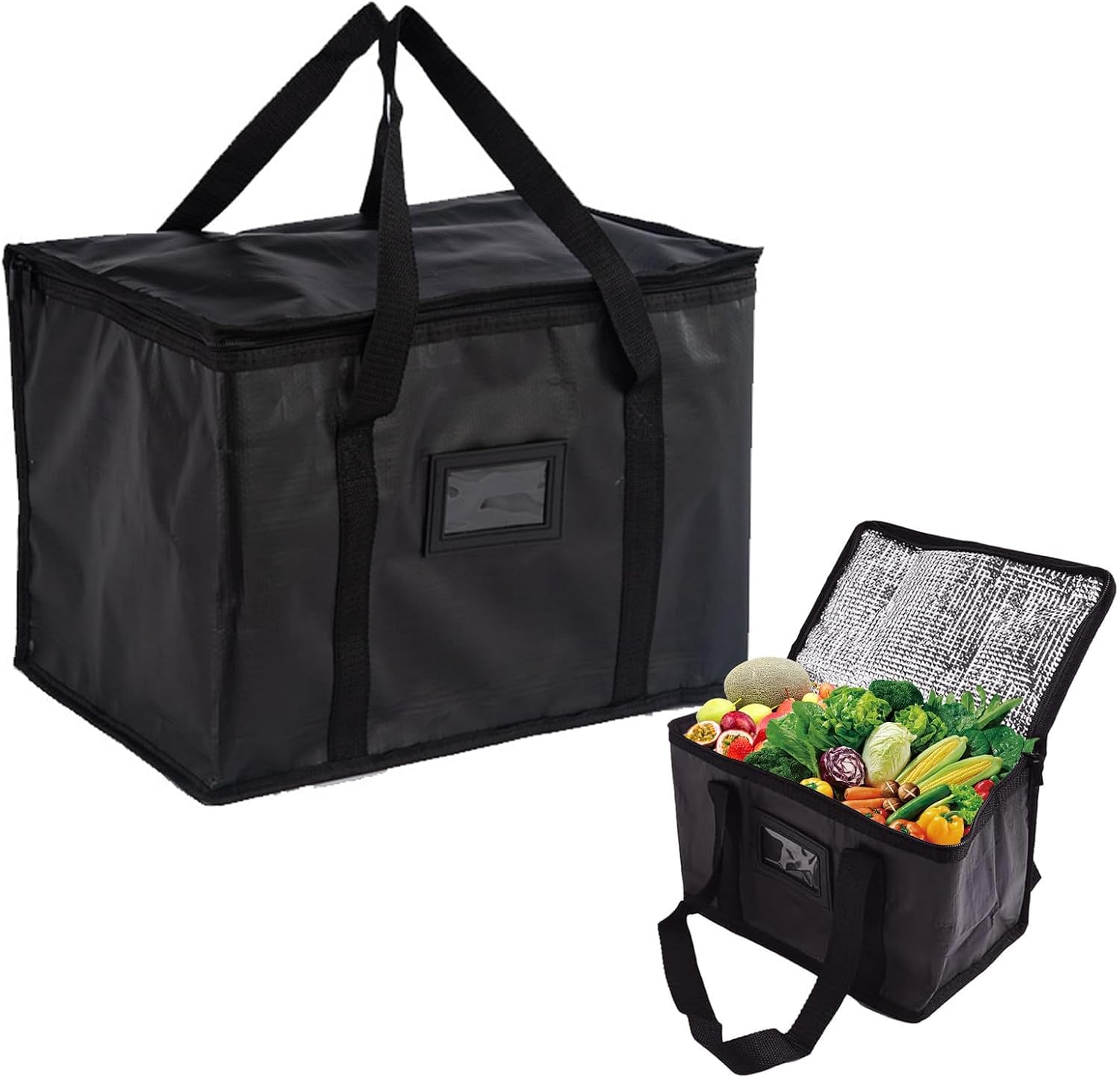 Cooler Bag Box, 40L Food Delivery Bag, Insulated Cooler Bag Box, Large Ice Bag Foldable, Reusable Insulation Shopping Bags, Insulated Picnic Lunch Bag for Camping BBQ Shopping(Black, 43 x 30 x 31 cm)