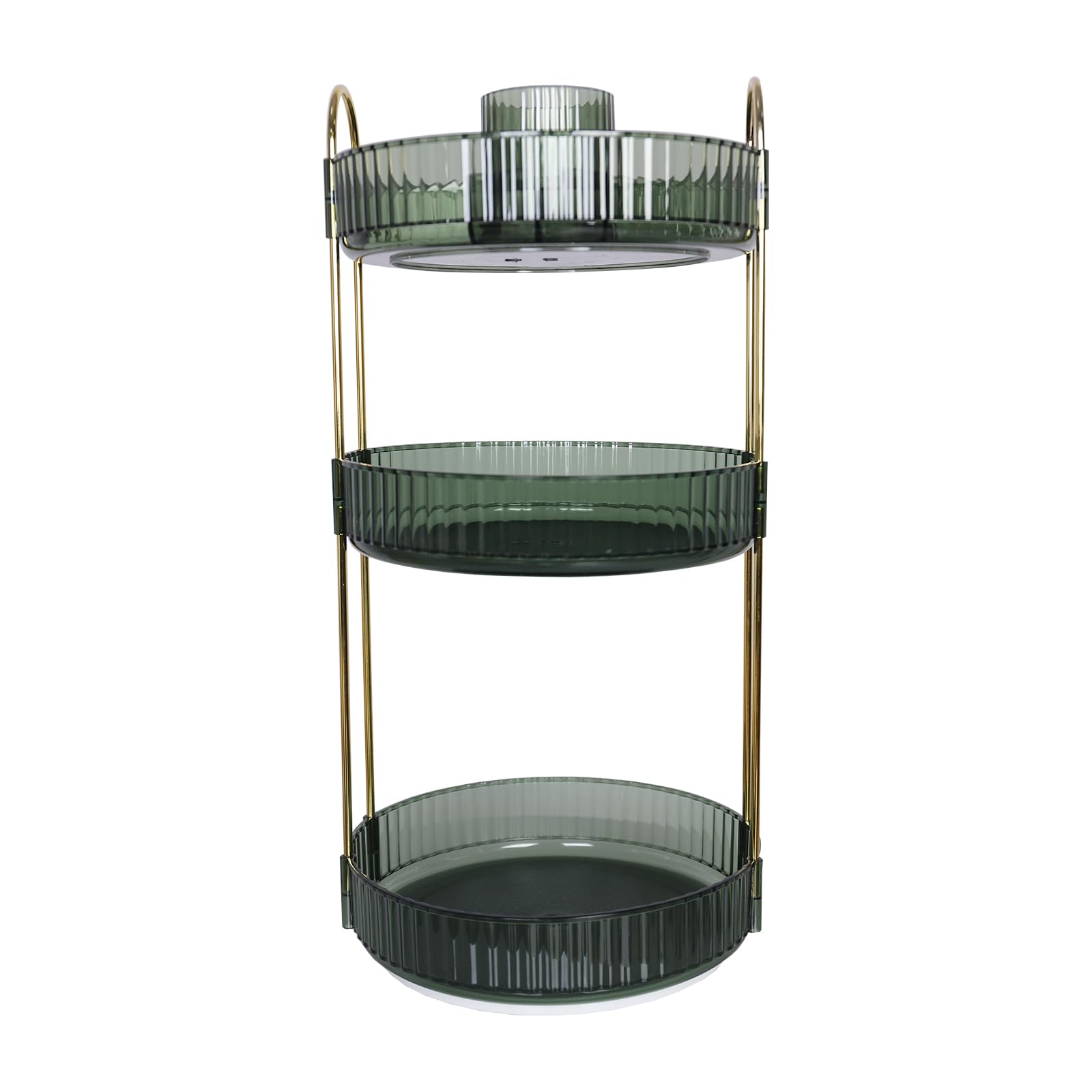 Duffy Makeup Organiser Rotating, Round Skincare Organiser, Customisable, Toiletries Cosmetics Organiser, Gift, (Pale Green, 3-Tier)