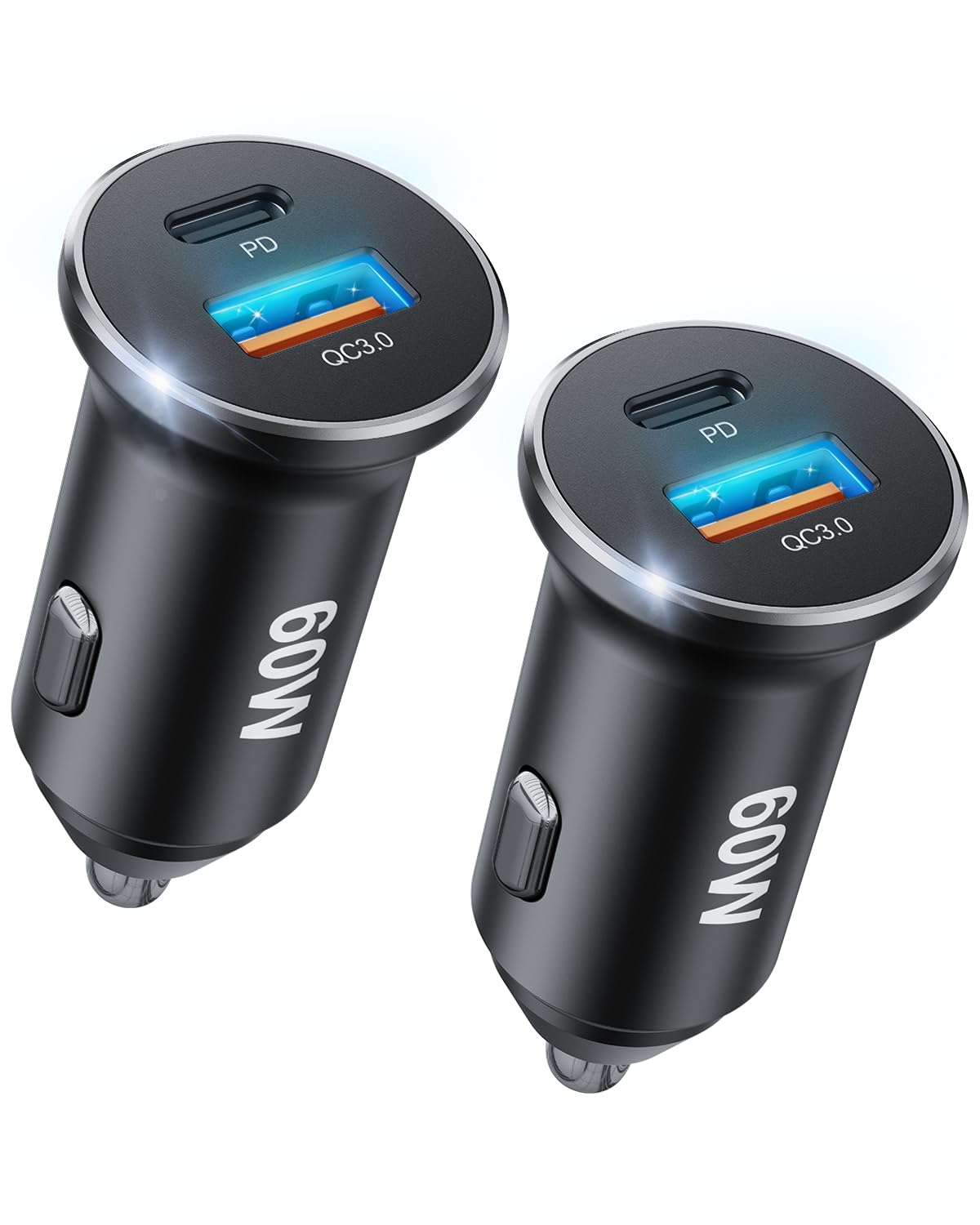 2-Pack 60W Type C Super Fast Car Charger, PD60W Cigarette Lighter Car Phone Adapter Compatible with Samsung S23/S22/S21/Ultra/Plus, Pixel, iPad Pro