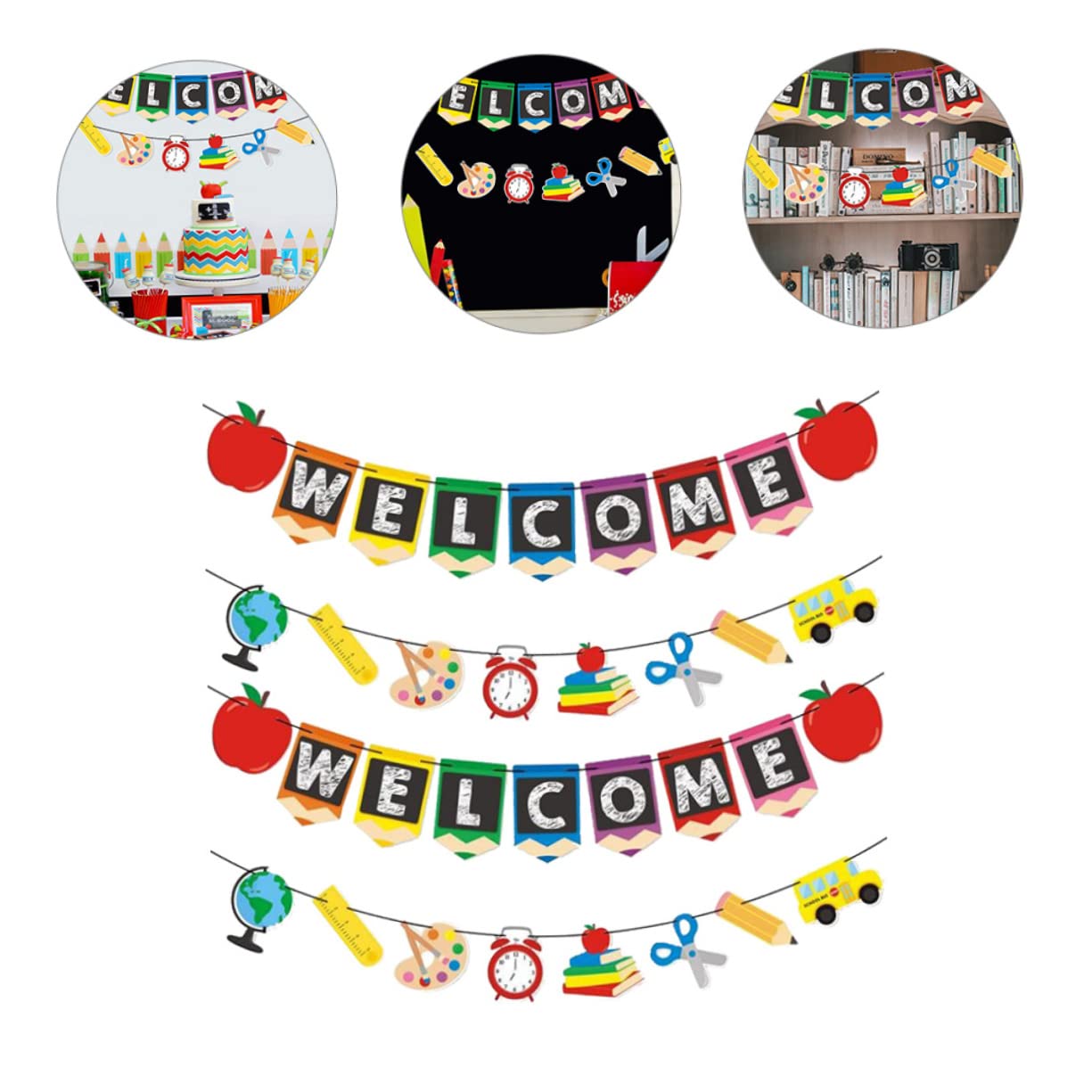 PRETYZOOM 20 Pz tirare la bandiera del fiore bandiera striscione di bentornato scuola home decor decorazione casa decorazioni di bentornato striscione di benvenuto in classe Carta