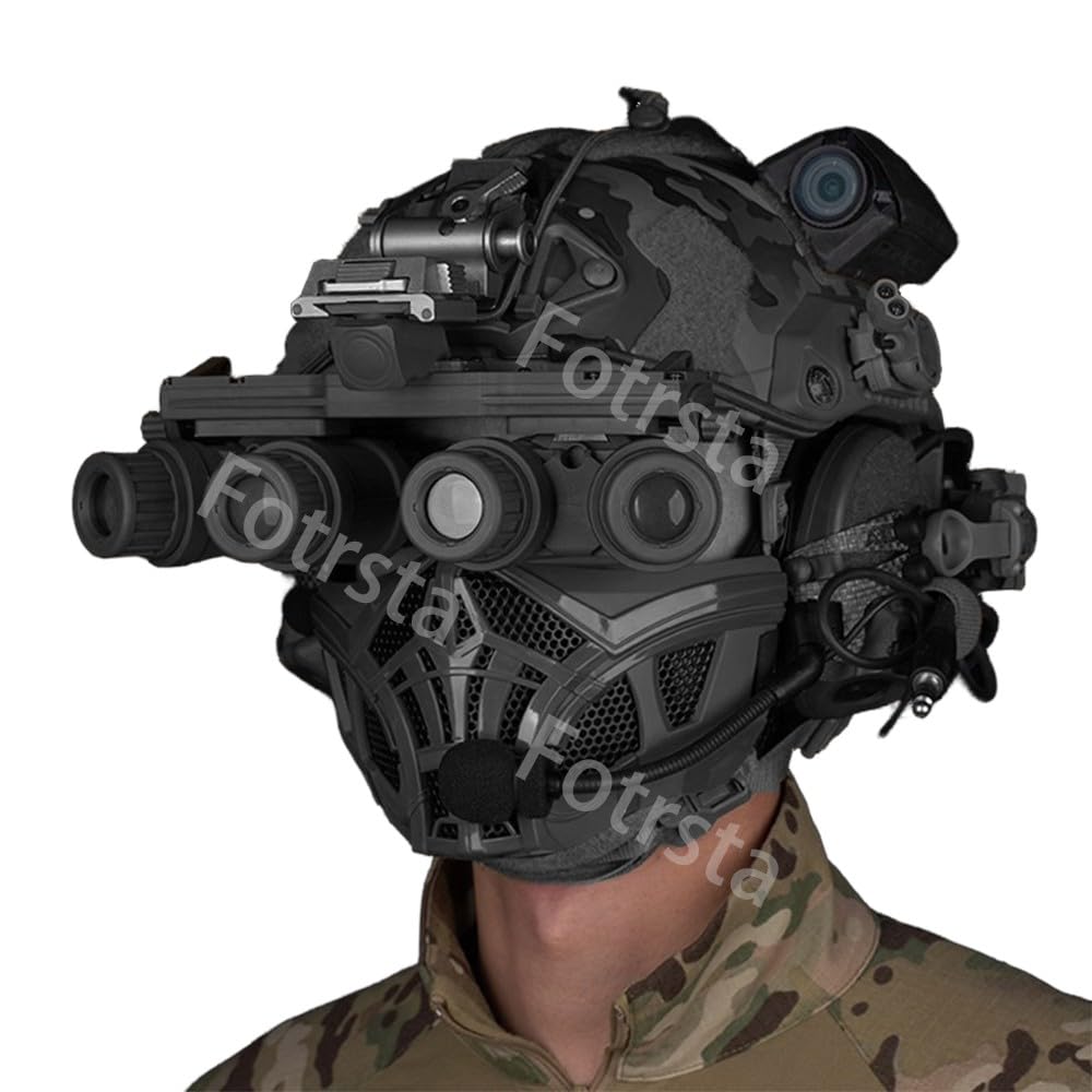 Fotrsta B Paintball Airsoft Military Fast Helmet Set, Tactical Helmet Set Gear With Tactical Headphones,Helmet Cover,Night Vision Model Nvg Model Camera Model