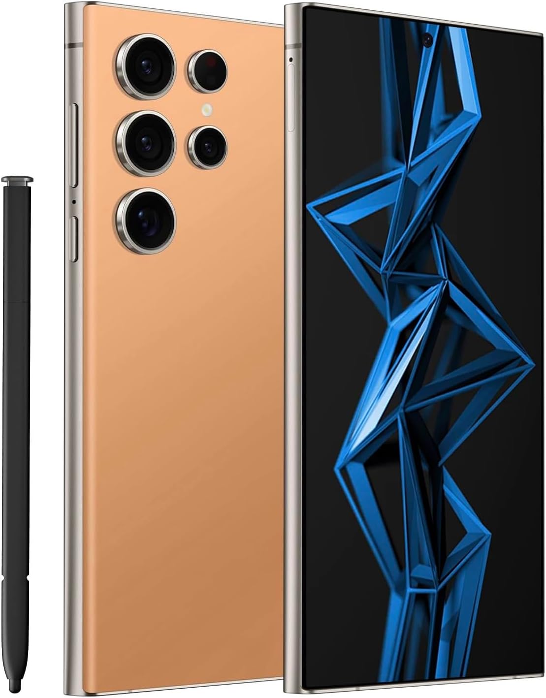 C24 Ultra Phone, 6.8" Full Netcom Unlocked Android Phones, 8GB+256GB Unlocked Cell Phone, Octa-Core CPU, Bulid in Pen, 48MP Camera, 6800mAHh Battery, Face ID, Dual SIM Smartphone- Orange