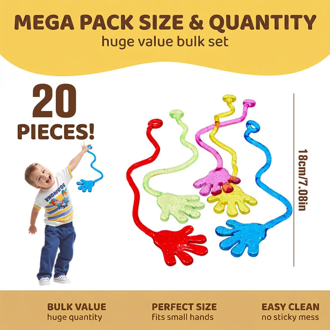 20 Pezzi Colorato Sticky Hands Giocattoli, Mani appiccicose per Bambini, Giocattoli per Feste, Giocattoli di Decompressione per Ragazze e Ragazzi, Colori Casuali
