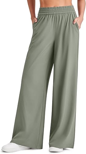 G4Free Palazzo Pants for Women Petite Wide Leg Beach Pants Stretchy Pants for Wo