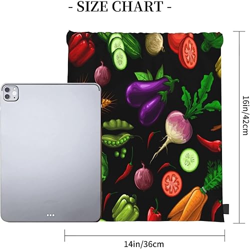 Miniatura 4 de Drawstring Gym Bag Sports Sackpack String Bag for Yoga Travel Swim-Healthy Vegetables Drawstring Backpack for Men Women