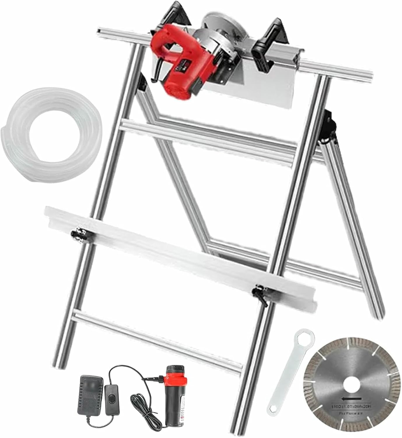 Tile Bevel Cutter Electric 43° Tile Chamfering Tool | for Ceramic Porcelain Tiles, with 2 Saw Blades, 0.1-0.3 cm Adjustable Edge Thickness, Double Handle Design