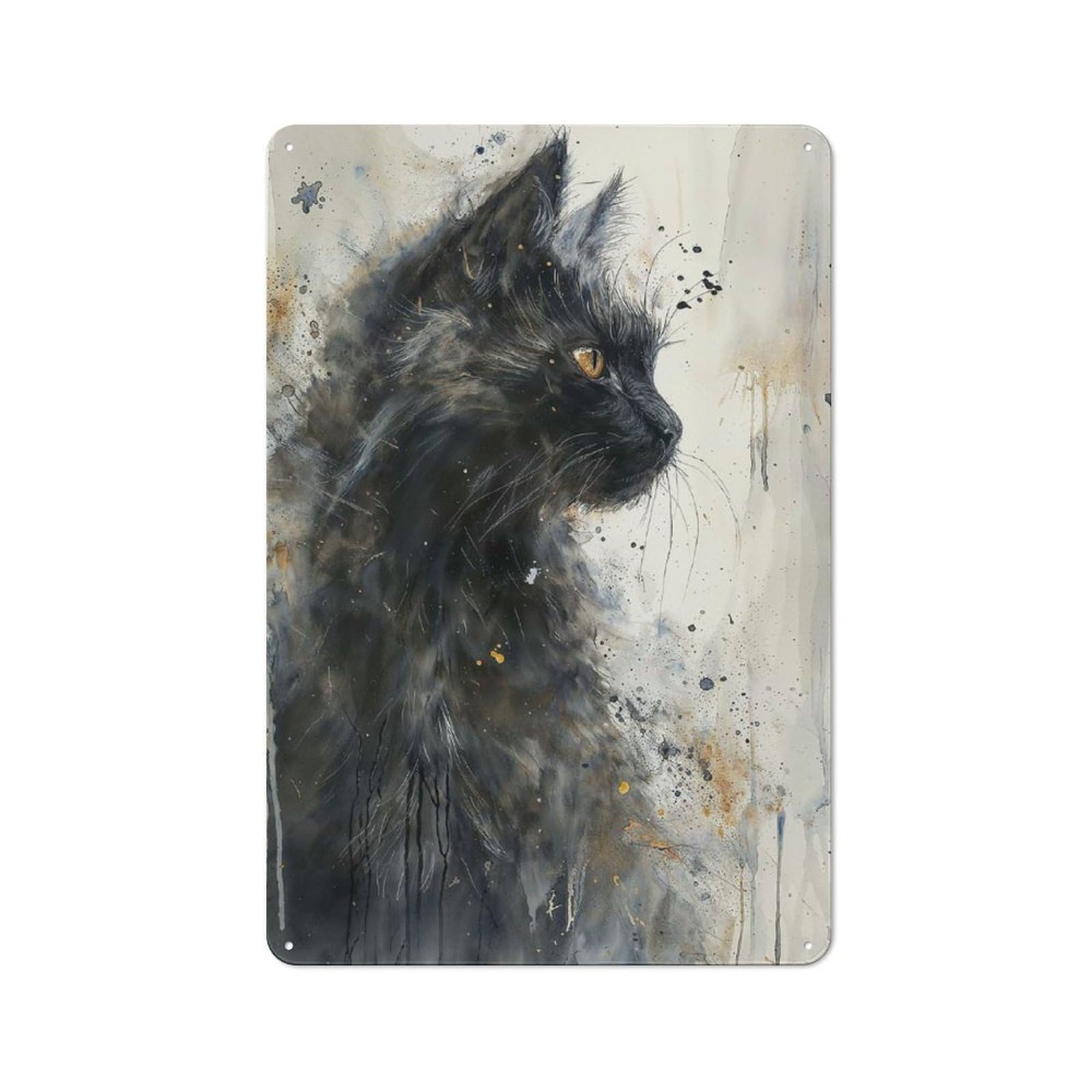 Mystic Feline Gaze Cottage Metal Wall Decor 30x20cm, Shed Metal Sign for Patio Bar, Workshop, Shed Or Kitchen