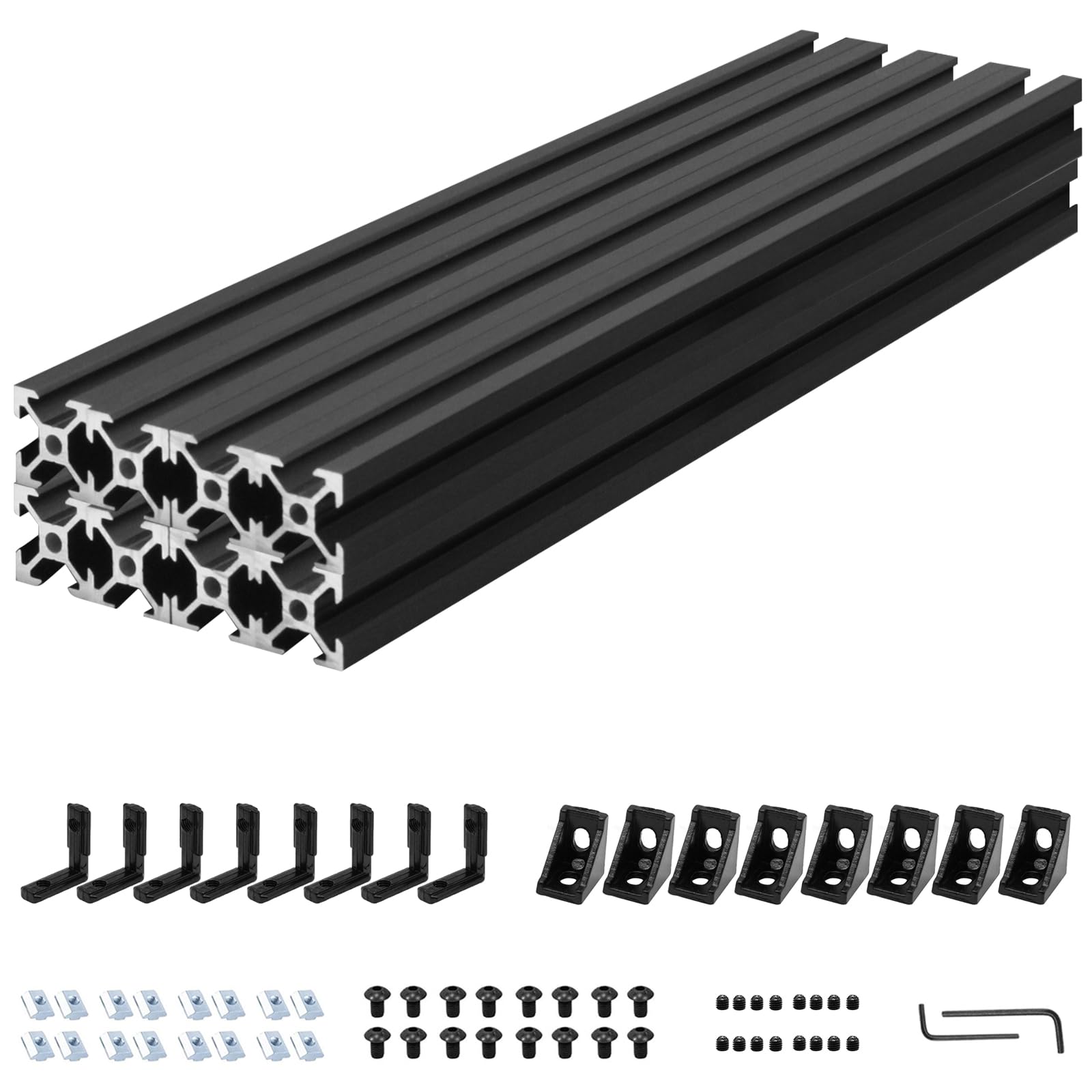 8 Stück 2020 V Typ Schwarz 400mm und 20x20 aluminium profil Verbinder Kit Europäischer Standard Eloxierte Linearschiene aluminiumprofile Extrusion,für DIY 3D Drucker und CNC Maschinen