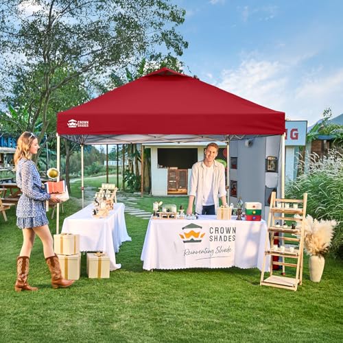 Image of CROWN SHADES Canopy Tent 10x10 Pop Up Canopy with Side Pockets, Red