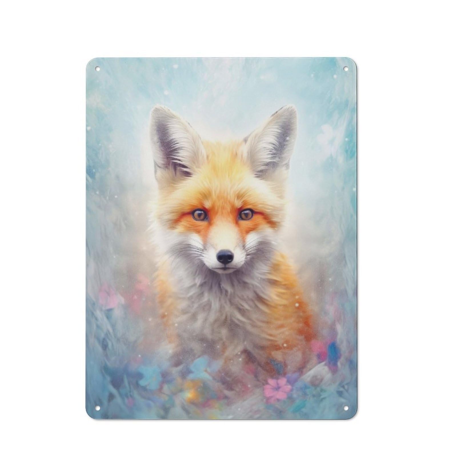 Rustic Metal Sign 40x30cm Featuring Fox Foxes for Hallway Wall, for Collectors Decorating Hallways And Entrance Areas