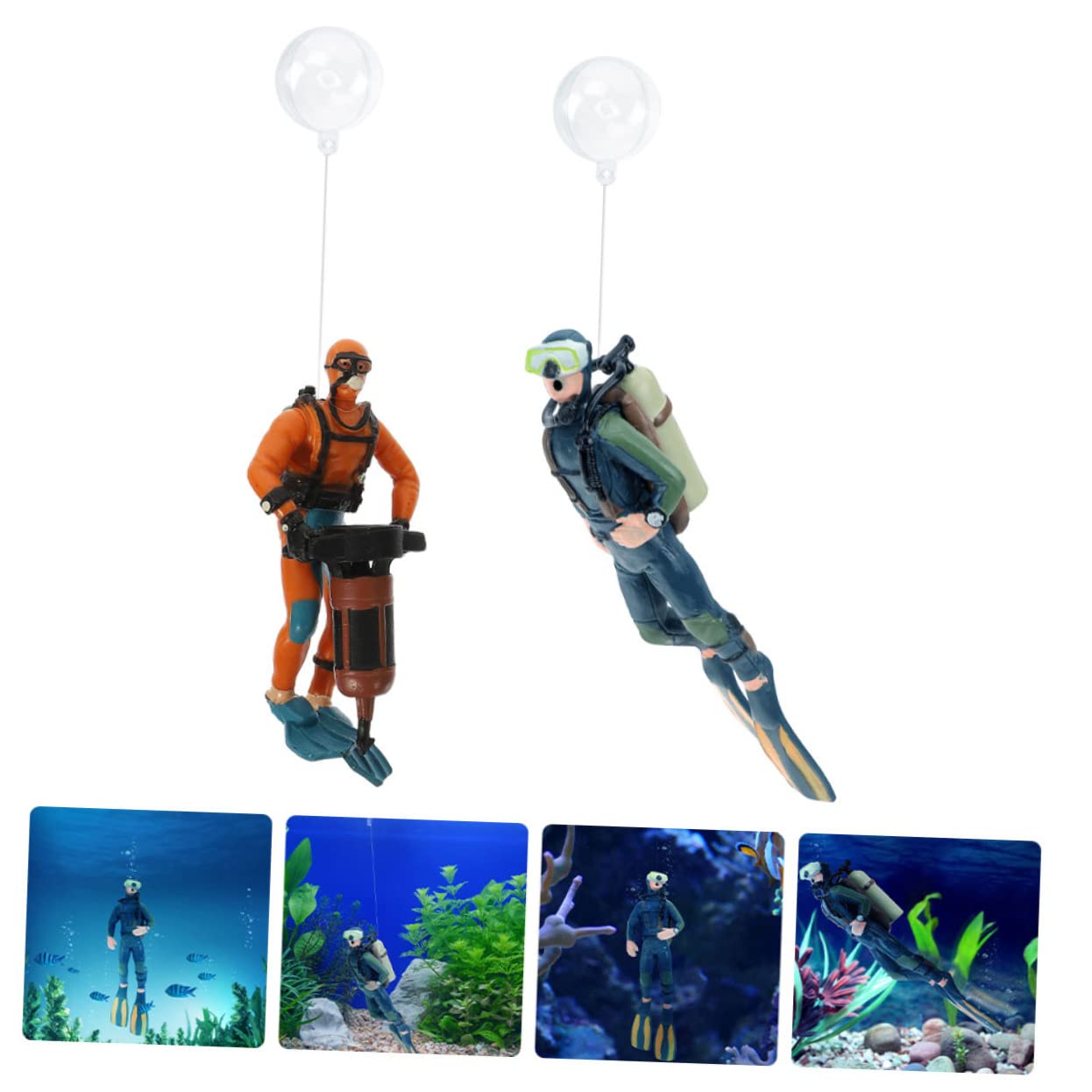 OUNONA 5 Ensembles Ornements De Plongeur Aquarium Réservoir Artificiel Petite Décoration Statue De Plongeur Flottant en Plastique Figurine De Plongeur en Plastique Plongeurs 2 pièces * 5