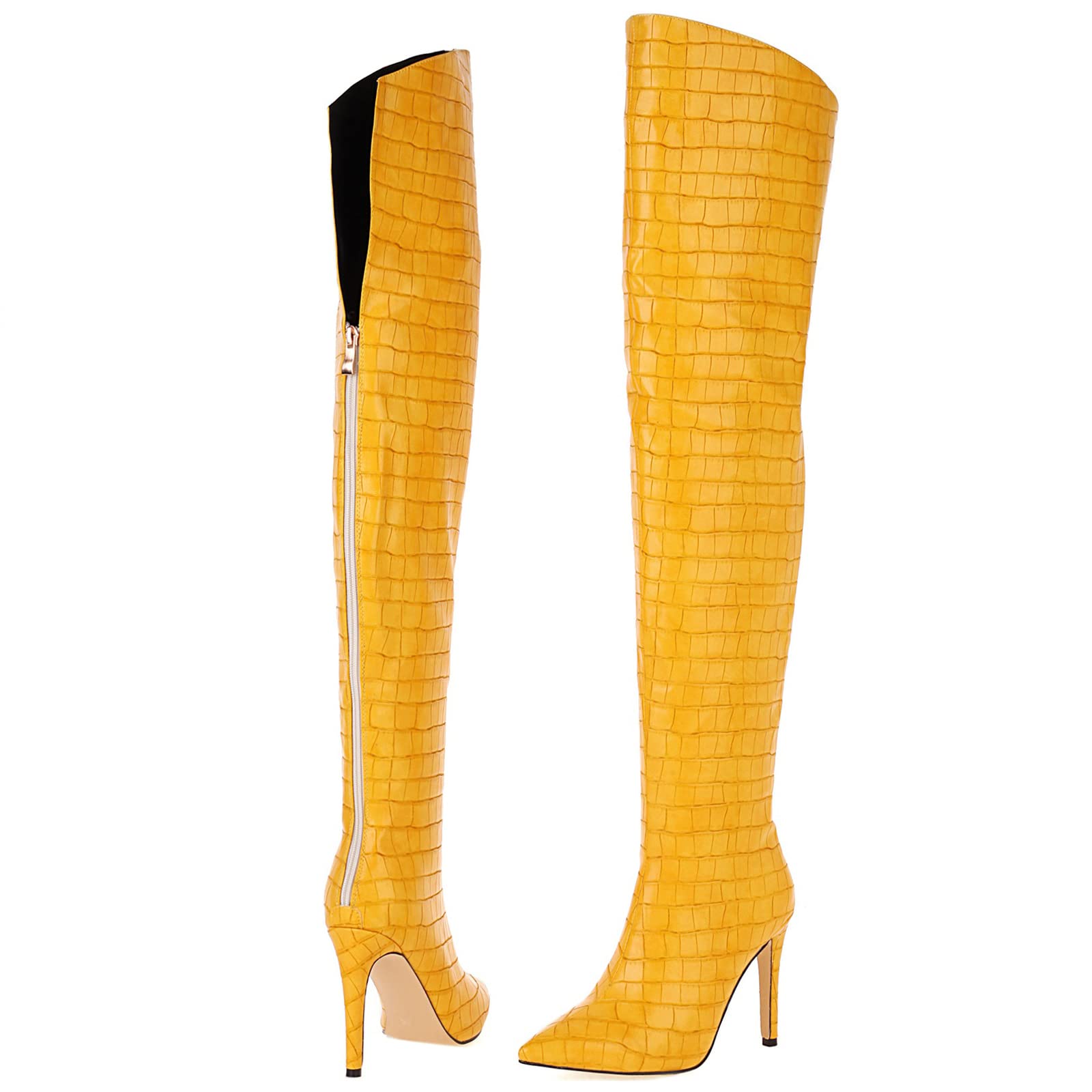 Lizoleor Botas Hasta el Muslo de Mujer Puntiagudos Invierno